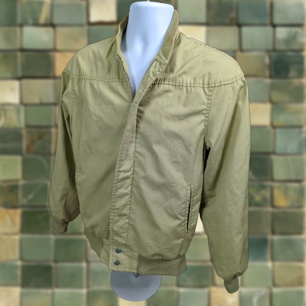 Vintage VINTAGE Land -N-Lakes Jacket Bomber Beige Coat Jacket M Mens Khaki Full Zip, All Seasons, Hunting, Field Battle/Coat Size US M / EU 48-50 / 2 - 1 Thumbnail
