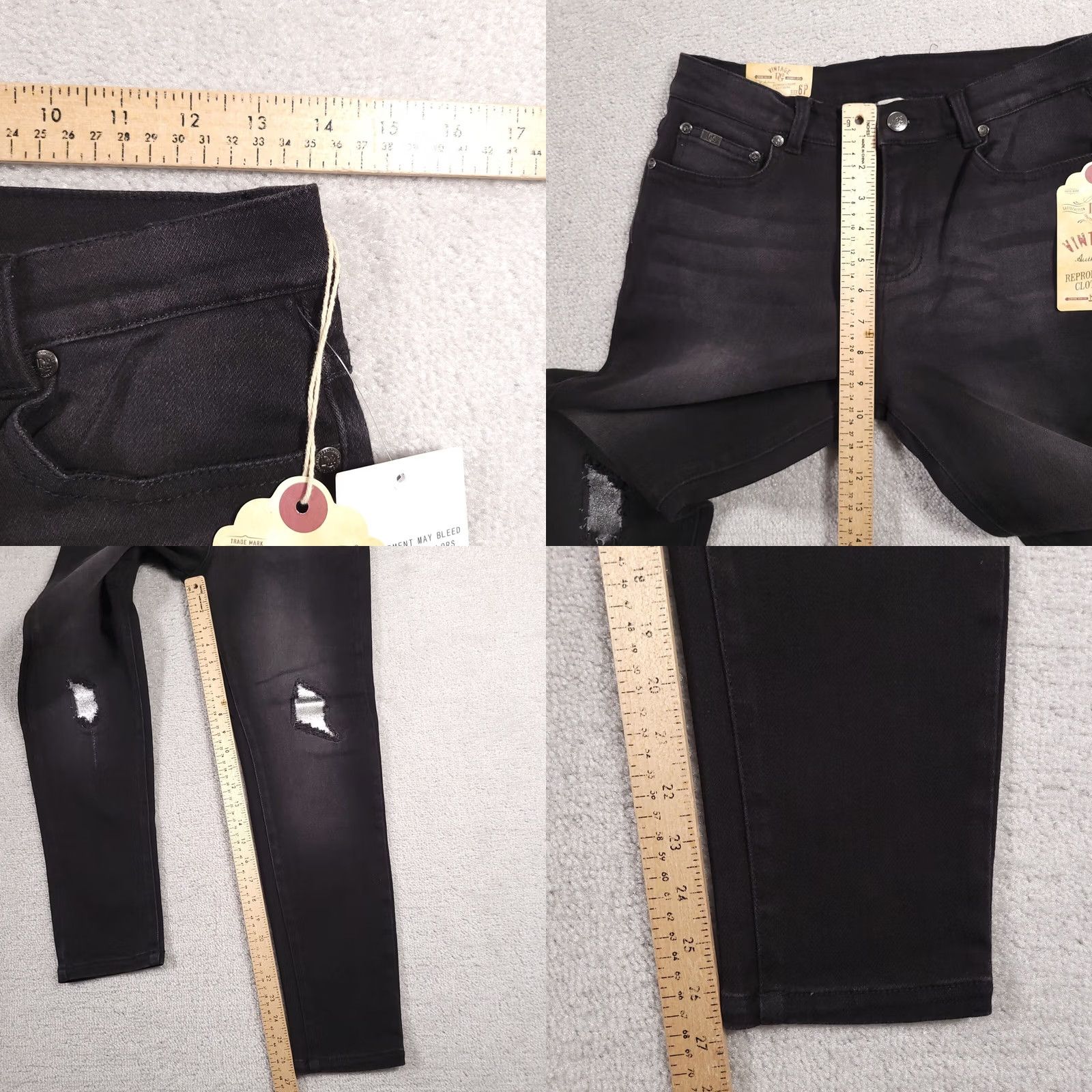 Vintage DG2 by Diane Gilman Jeans Women's 6P Black Western Vintage Skinny Distressed Jeans Size 28" / US 6 / IT 42 - 8 Thumbnail