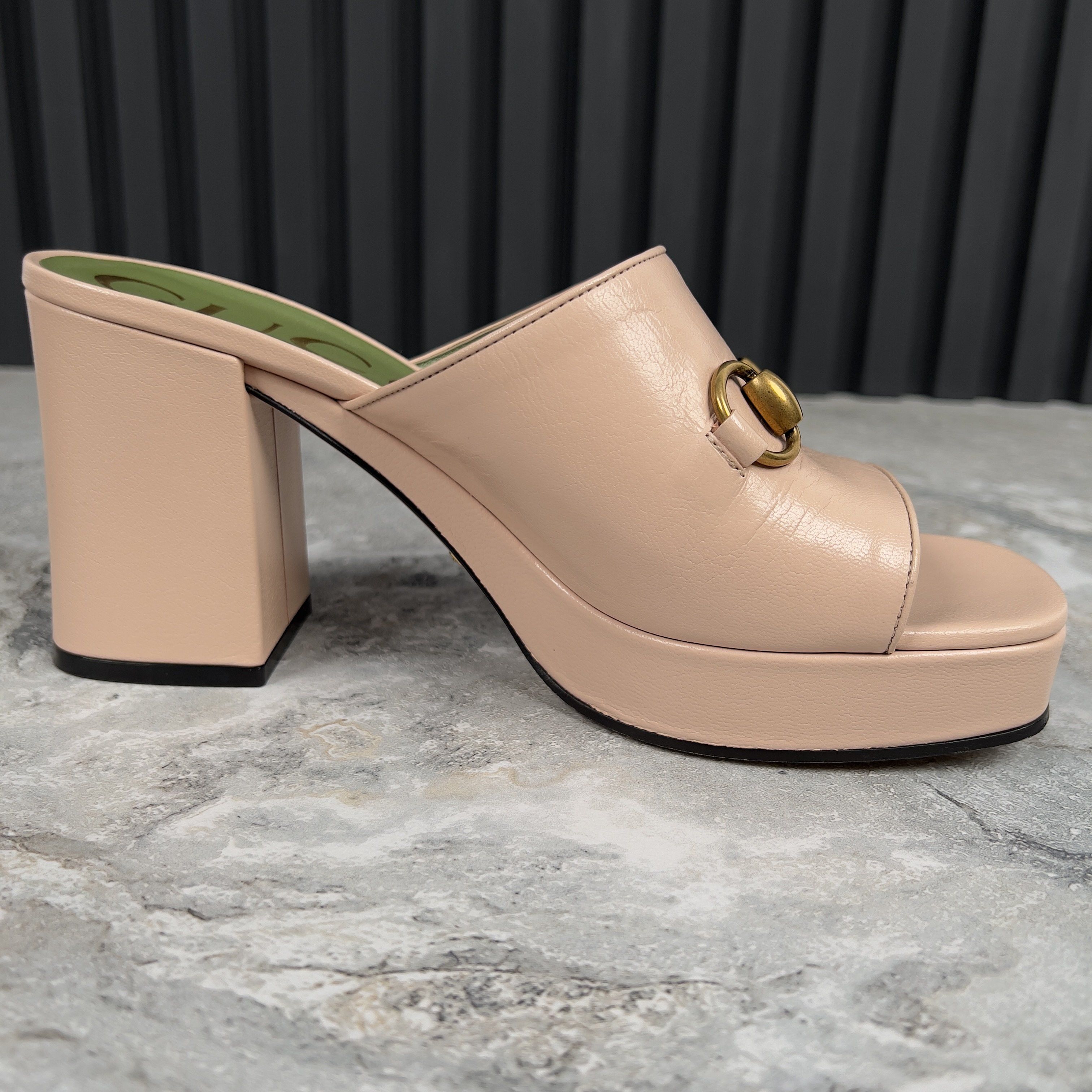 Gucci Gucci Houdan Horsebit Plaform Heel Mules Leather Size US 8.5 / IT 38.5 - 7 Thumbnail