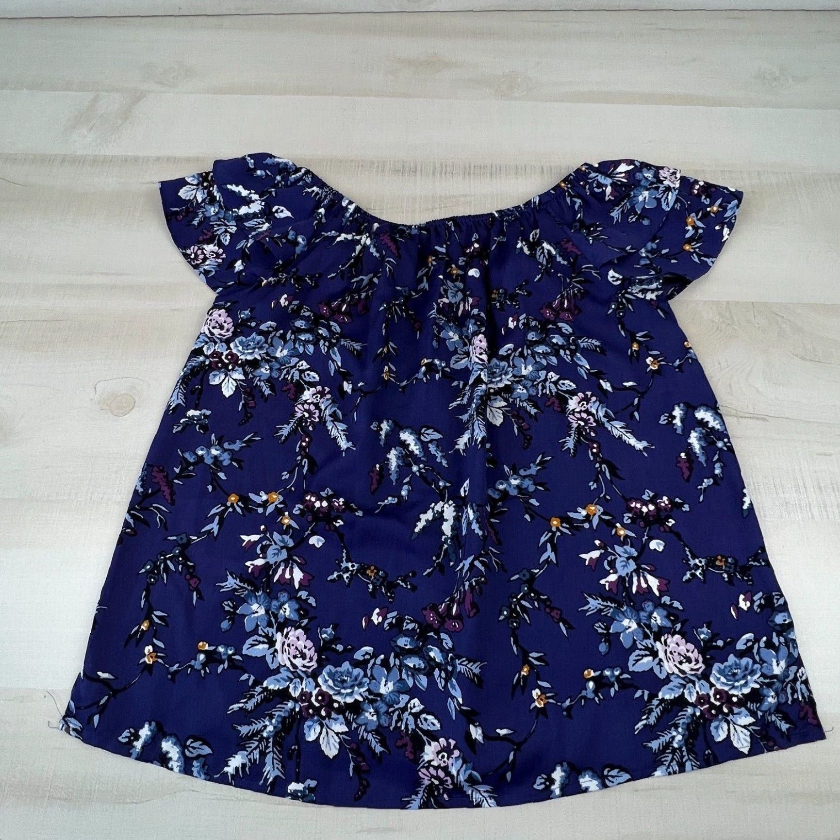 Loft LOFT Womens Off Shoulder Blouse Small Purple Floral Flowy Top Size S / US 4 / IT 40 - 7 Thumbnail