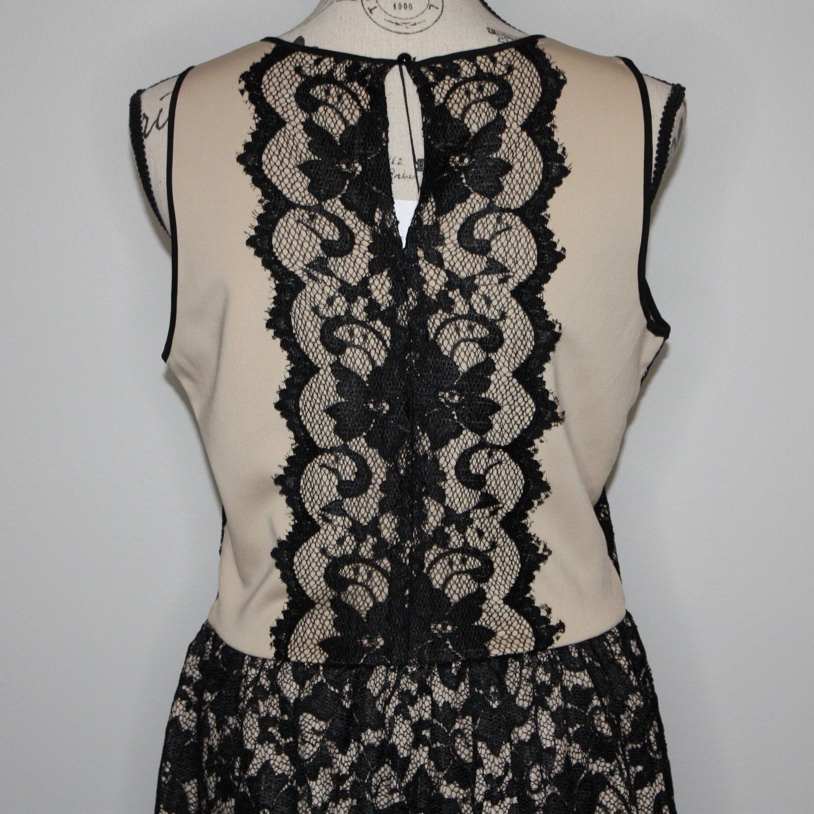 Other Wyatt Black Stretch Lace & Nude Silk Skirt Dress MSRP $260 Size L / US 10 / IT 46 - 14 Thumbnail