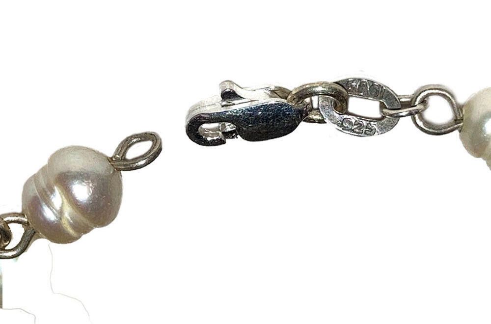 Handmade Sterling HandMade Cultured Pearl Silver Bead Bracelet Size ONE SIZE - 3 Thumbnail