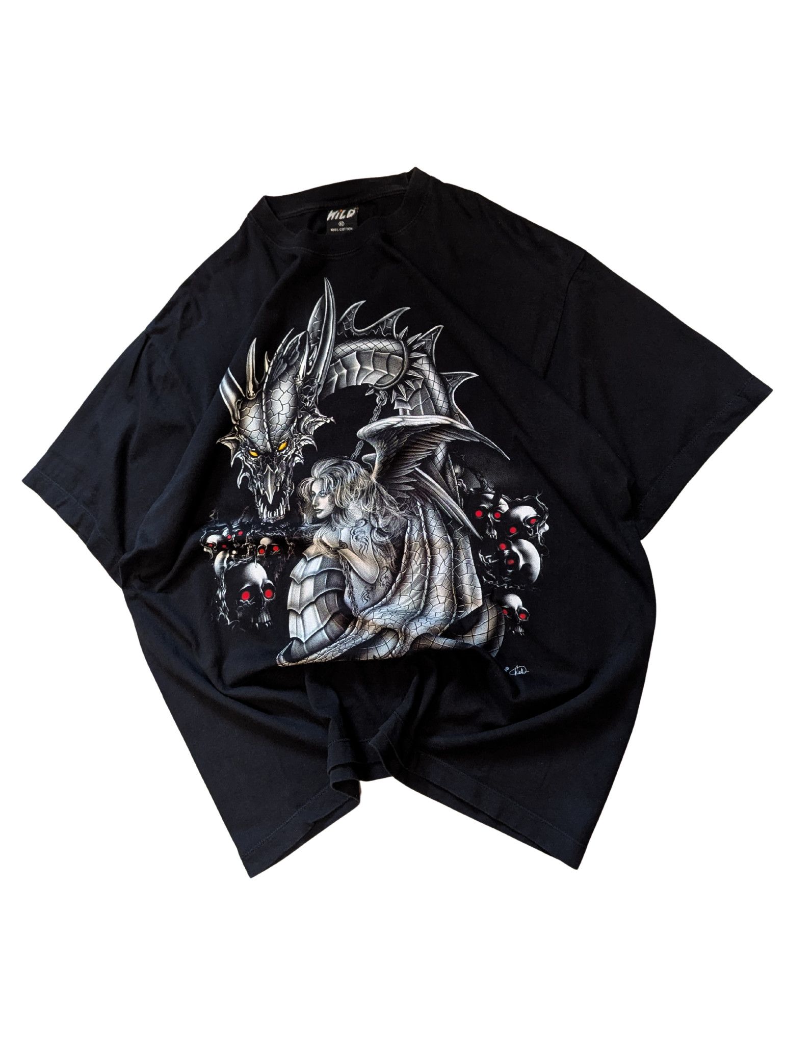 Vintage Vintage Dragon Graphic T-Shirt – Y2K Fantasy Goth Tee Size US XL / EU 56 / 4 - 1 Thumbnail