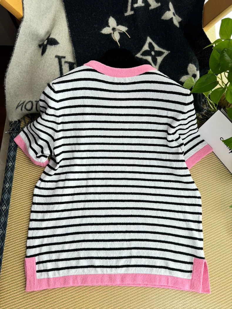 Chanel Chanel 24s new pink striped short-sleeved T-shirt Nextarrow Size XXS / US 00 / IT 34 - 2 Thumbnail