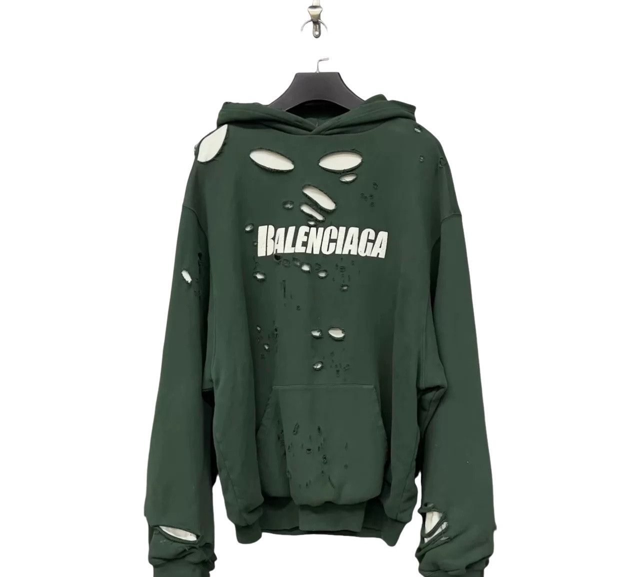 Balenciaga Balenciaga Destroyed Logo Hoodie XXS Size US XXS / EU 40 - 1 Thumbnail