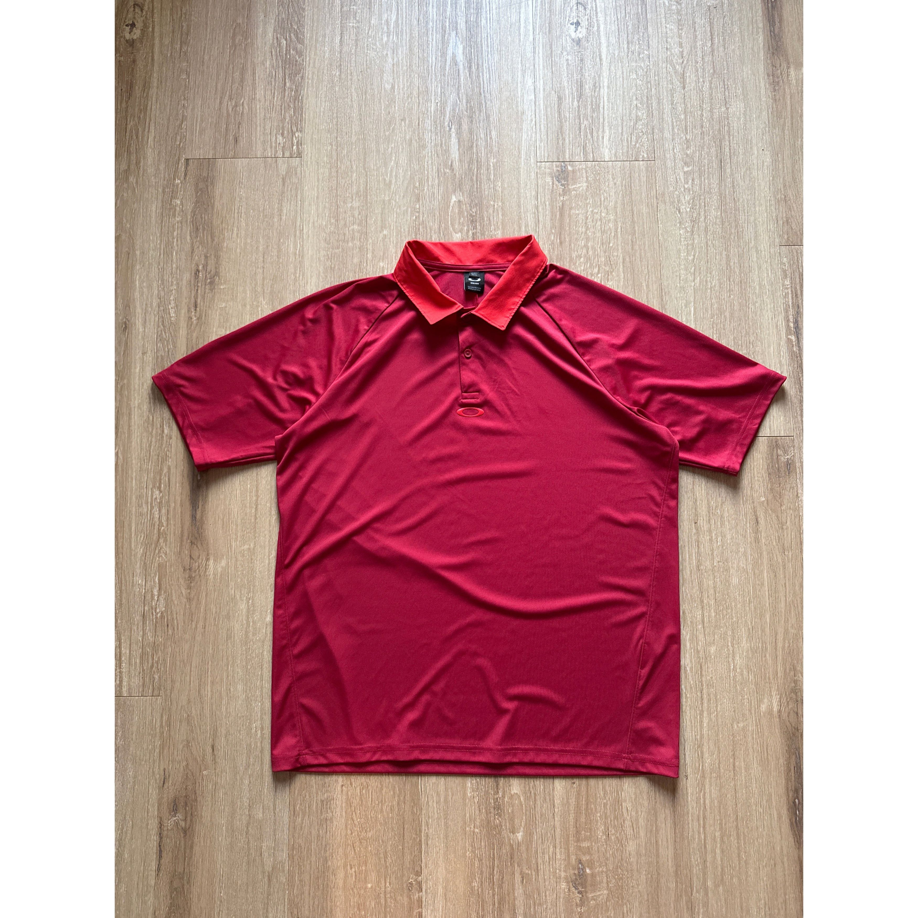 Oakley Oakley Medium Red Orange Solid Short Sleeve Performance Golf Size US L / EU 52-54 / 3 - 1 Thumbnail