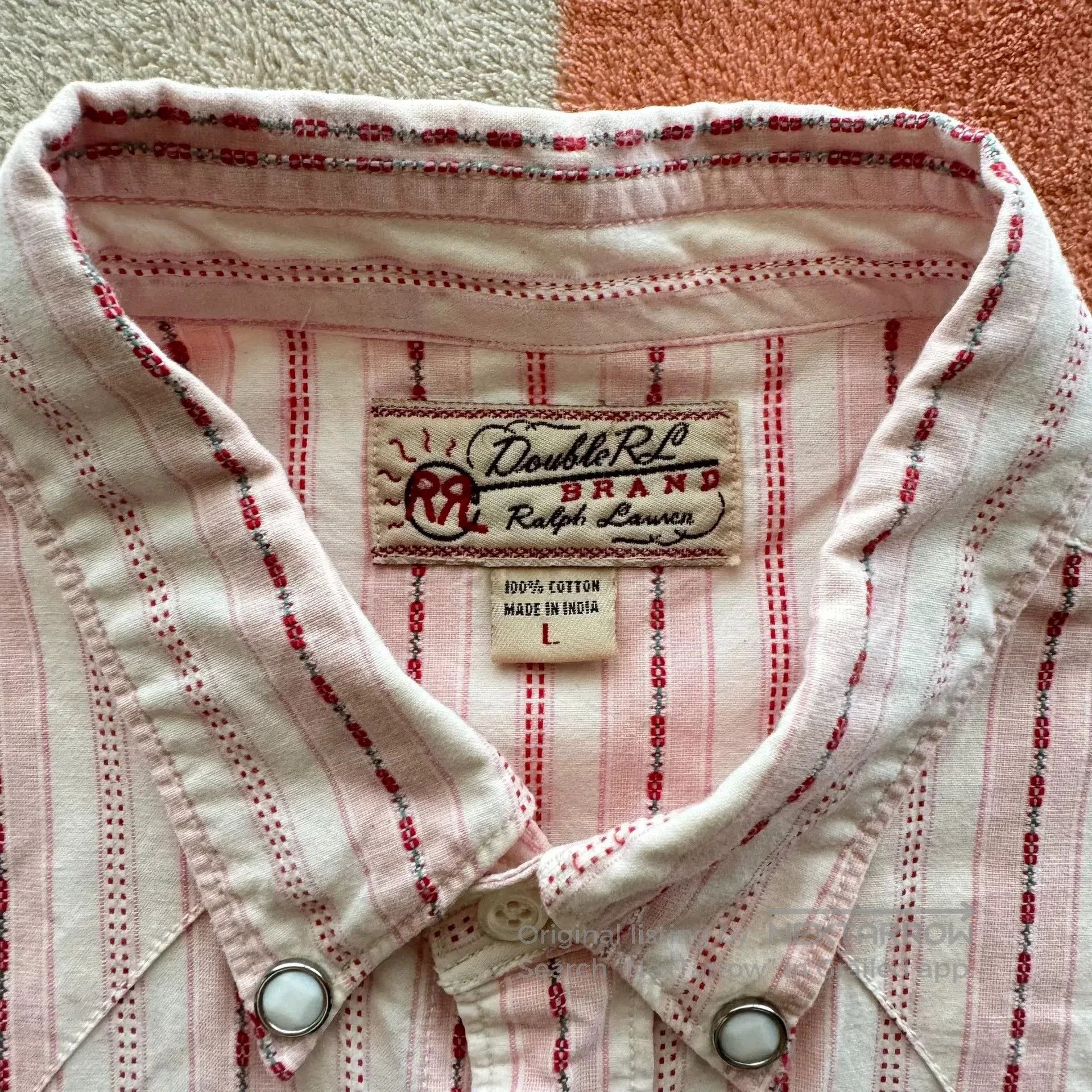 RRL Ralph Lauren RRL Pink Stripe Western Shirt. Size US L / EU 52-54 / 3 - 3 Thumbnail