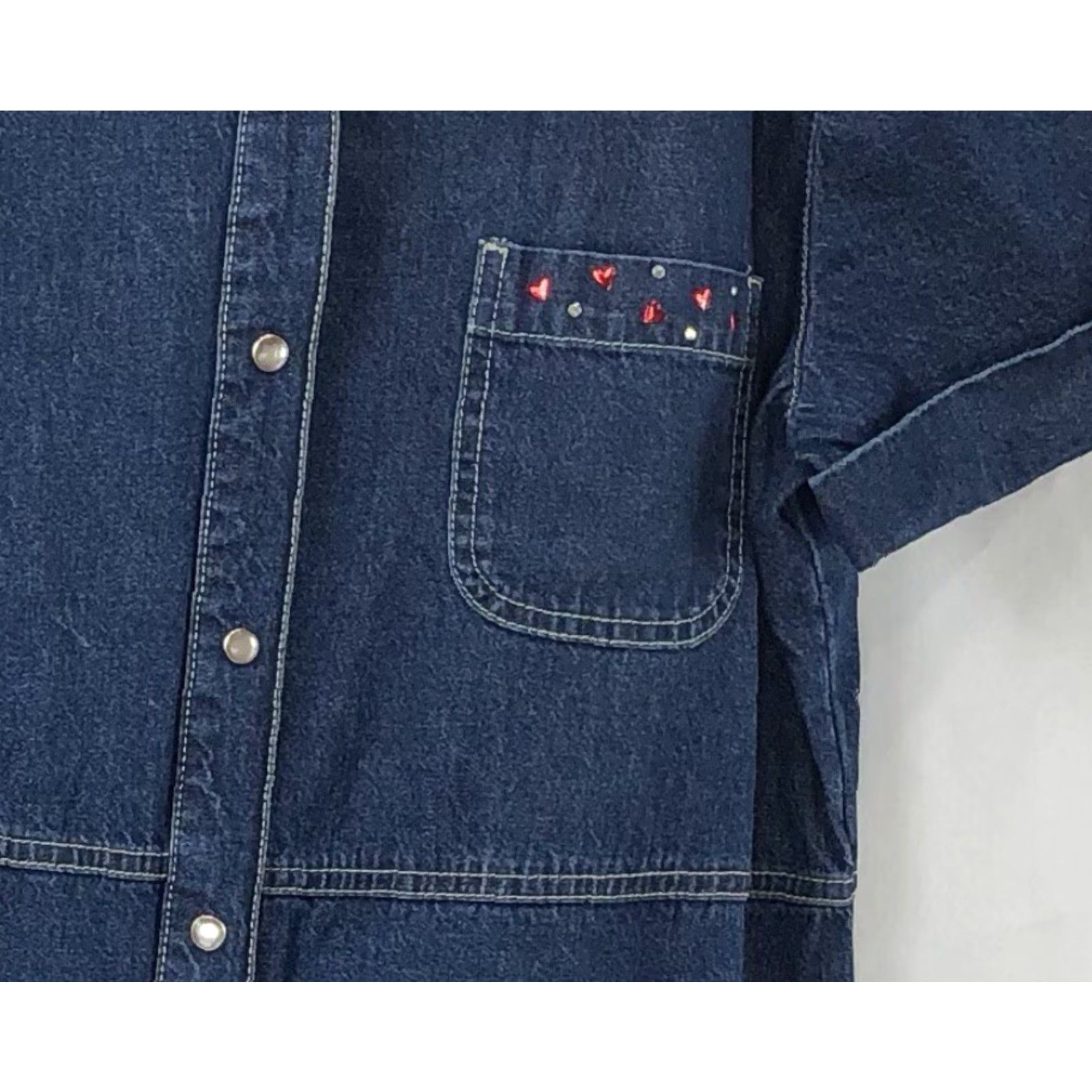 Vintage VINTAGE White Stag Maxi Denim Dress L Blue Jean Beads Dog Mom Puppy Paws Embroidered SnapUp Size 36" / US 14 / IT 50 - 5 Thumbnail