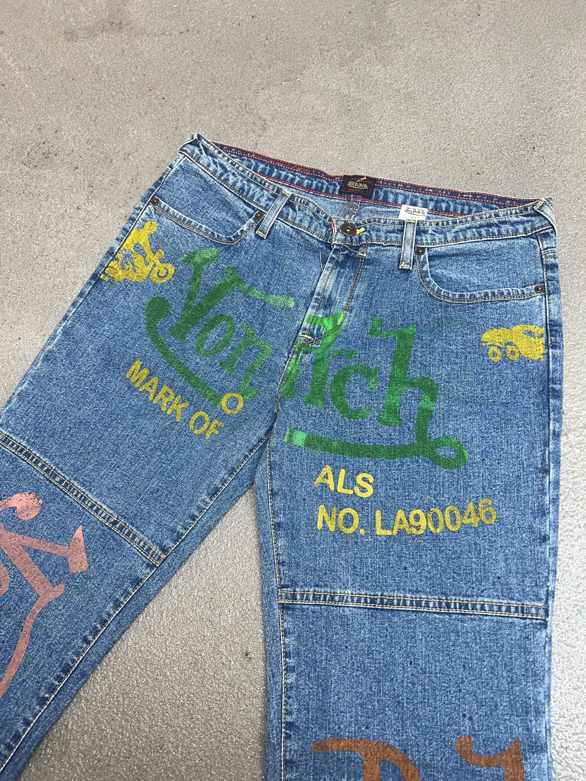 Vintage × Von Dutch Vintage y2k Von Dutch Big Print Sample Jeans Size 26" / US 2 / IT 38 - 2 Thumbnail