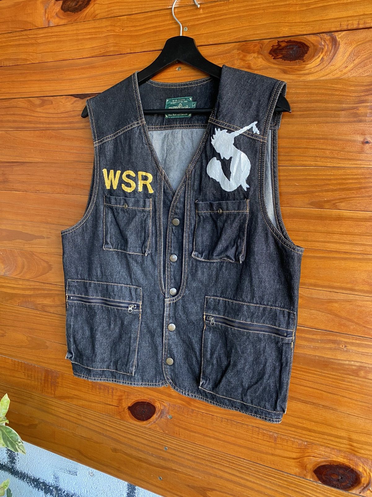 Japanese Brand Vintage Japanese Denim Vest WSR Muay Thai Gym Hand-Painted Size US L / EU 52-54 / 3 - 4 Thumbnail