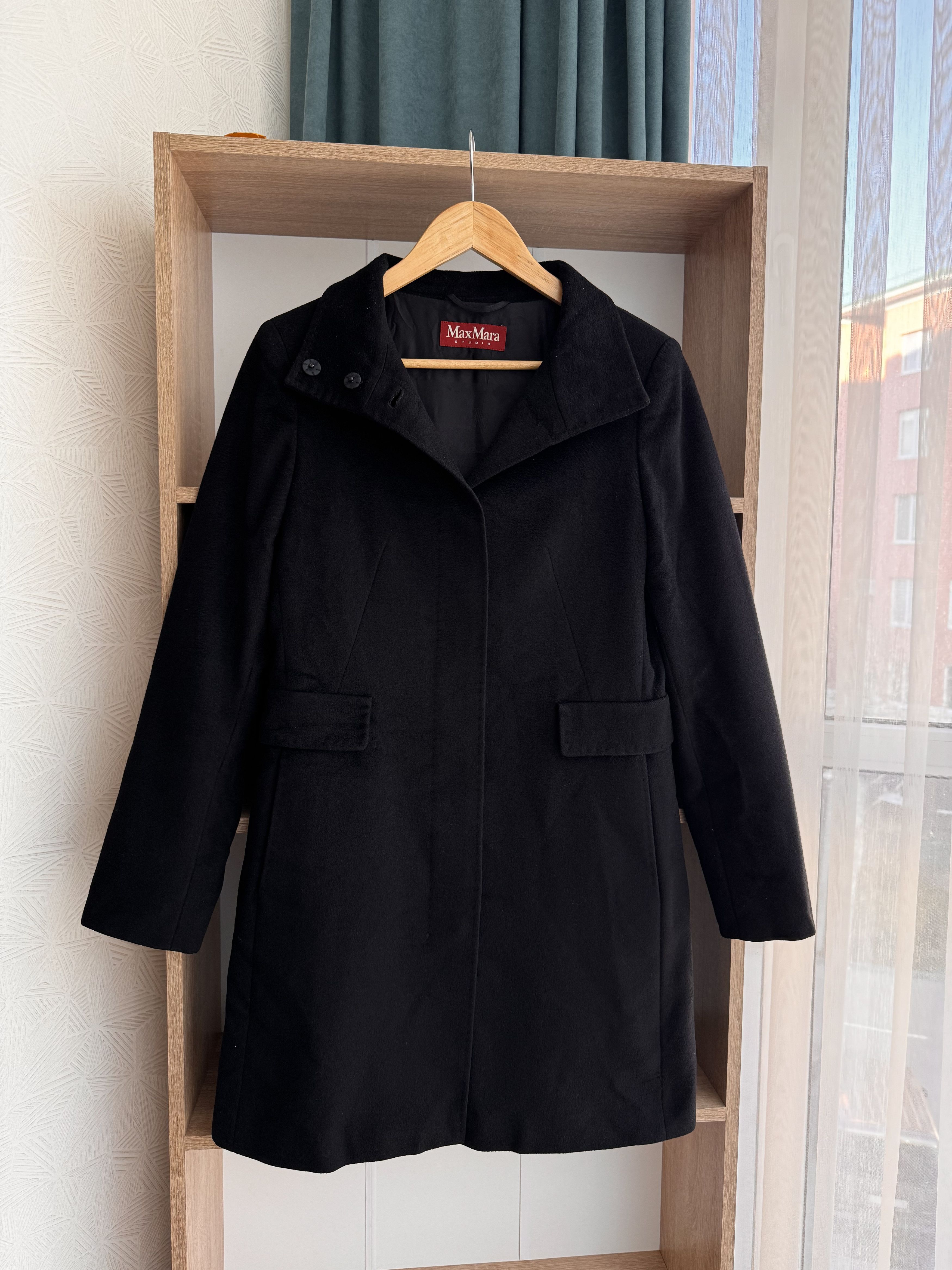 Max Mara Vintage Max Mara Studio Black Luxury W’ Wool Coat Size S / US 4 / IT 40 - 11 Thumbnail