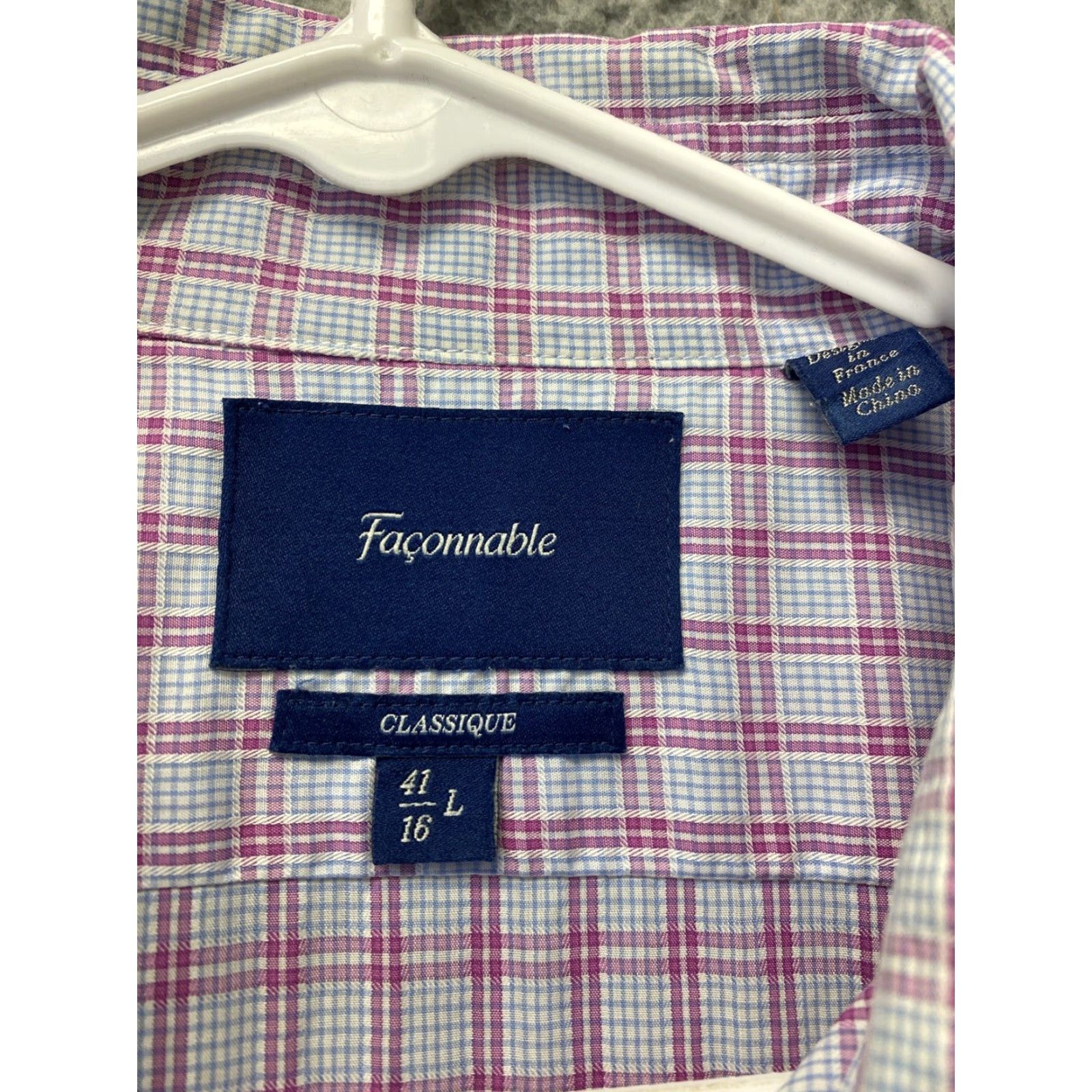 Faconnable Façonnable Shirt Mens Size L Pink Plaid Casual Button Up Long Sleeve /73-74 Size US L / EU 52-54 / 3 - 5 Thumbnail