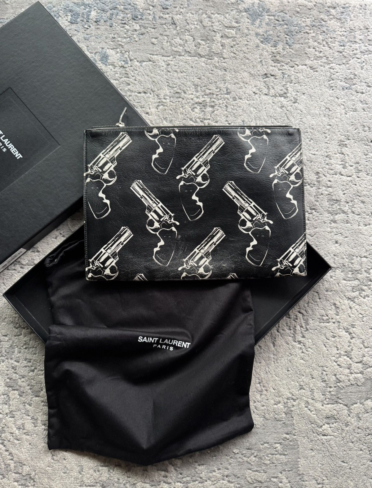 Saint Laurent Paris Saint Laurent Pop Gun Zipped Leather Clutch Bag Size ONE SIZE - 1 Thumbnail