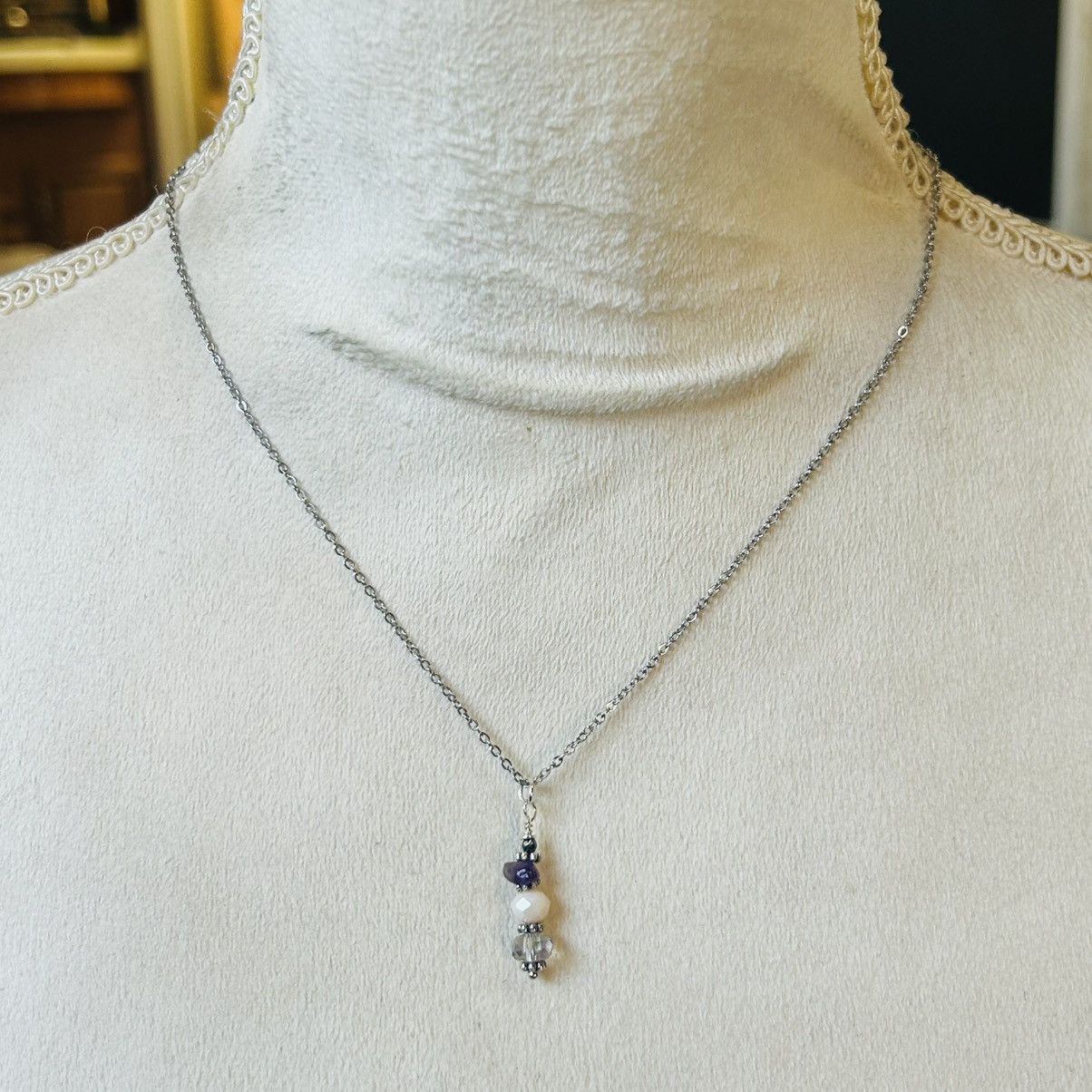 Handmade Handcrafted amethyst opalescent crystal necklace set Size ONE SIZE - 5 Thumbnail