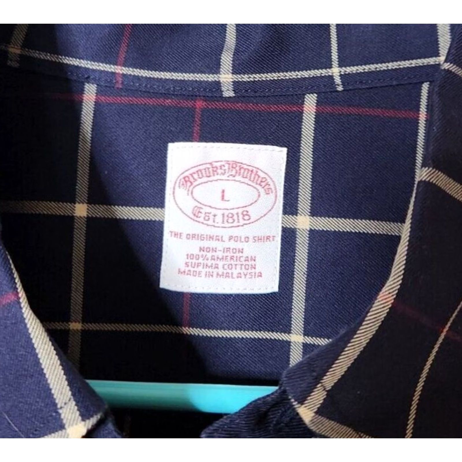 Brooks Brothers Brooks Brothers Mens L Button Down Dress Shirt Supima Cotton Plaid Non-Iron Size 42R - 4 Thumbnail