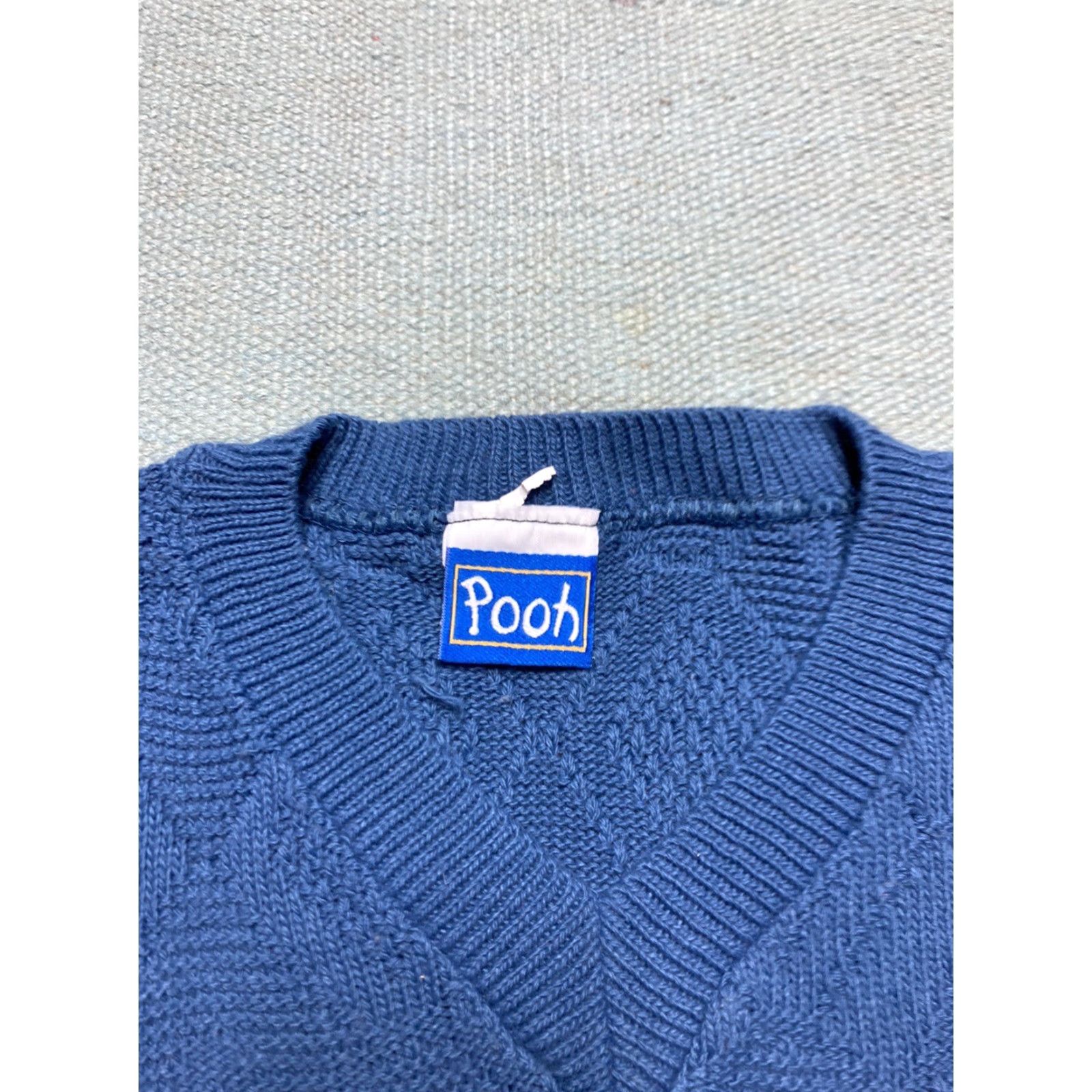 Vintage VINTAGE Winnie the Pooh cable-knit sweater v-neck Women L Blue Cartoon Pullover Size L / US 10 / IT 46 - 3 Thumbnail