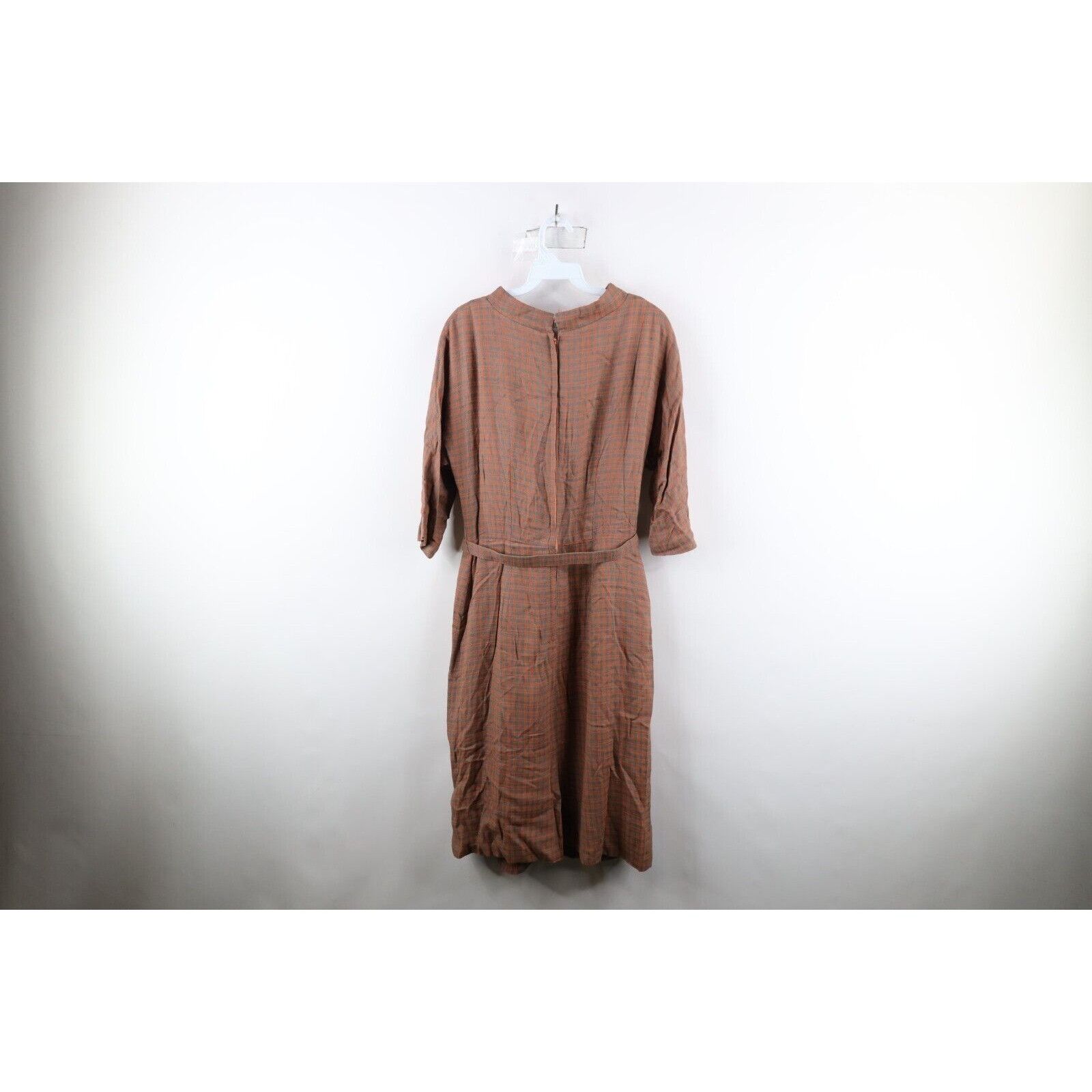 Vintage Vintage 50s 60s Rockabilly Wool Tweed Belted Dress Size M / US 6-8 / IT 42-44 - 15 Thumbnail