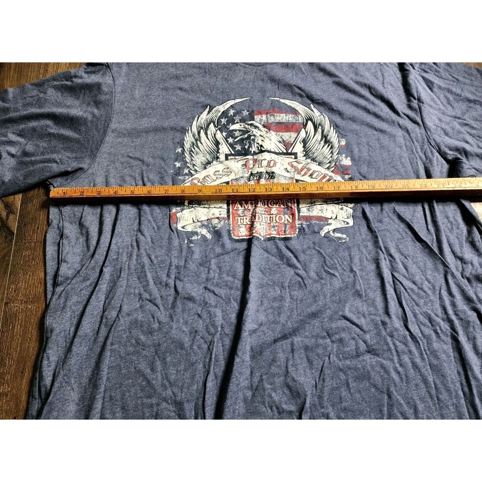 Bass Pro Shops Bass Pro Shops Mens T-Shirt 2XL Patriotic American Tradition Eagle Flag Blue Gray Boys? Size US XXL / EU 58 / 5 - 3 Thumbnail