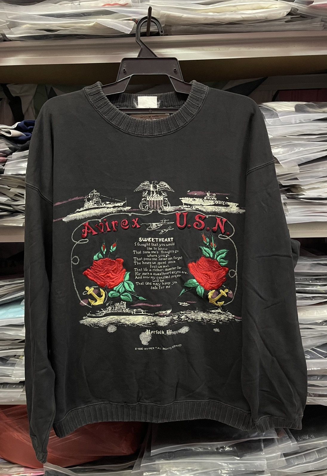 Avirex Vintage 90s Avirex USN embroidered roses sweatshirt🔥🔥🔥 Size US S / EU 44-46 / 1 - 1 Thumbnail