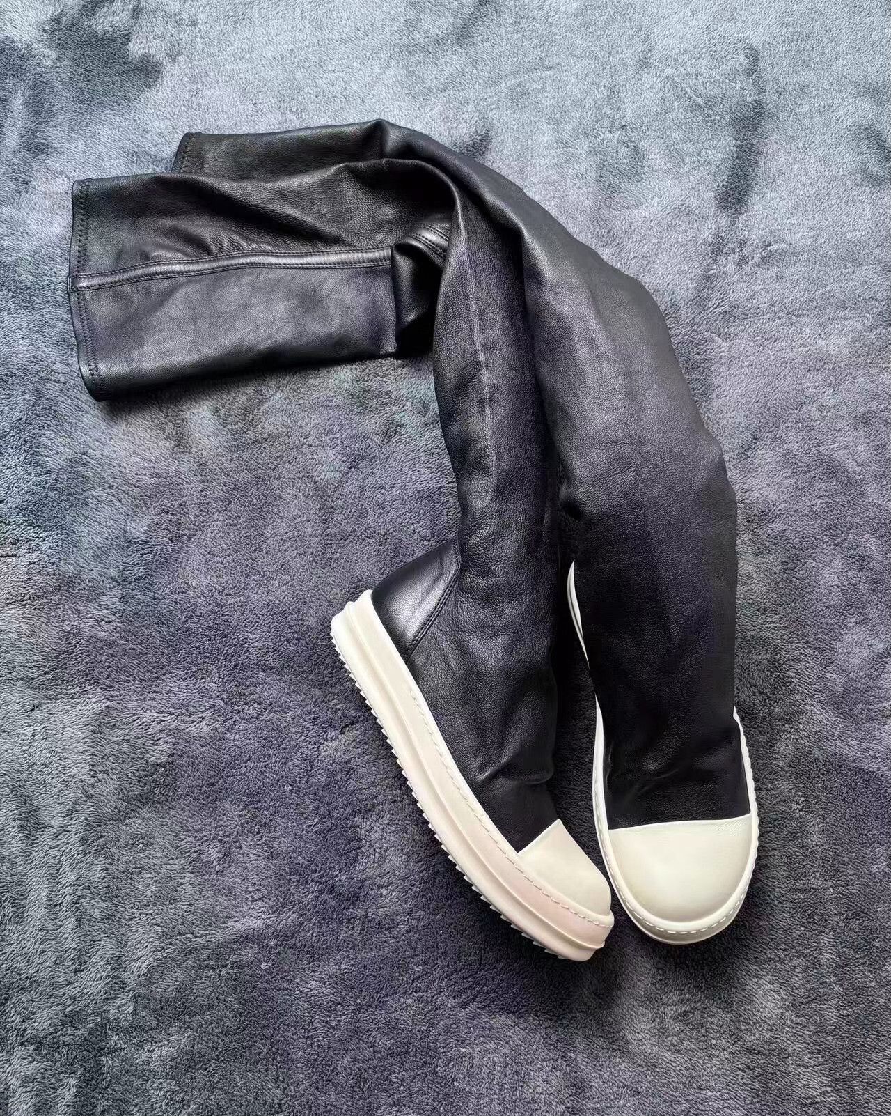 Rick Owens Rick Owens Leather Long White Lowtop Sneakers 35 Men Size US 5 / EU 37 - 1 Thumbnail