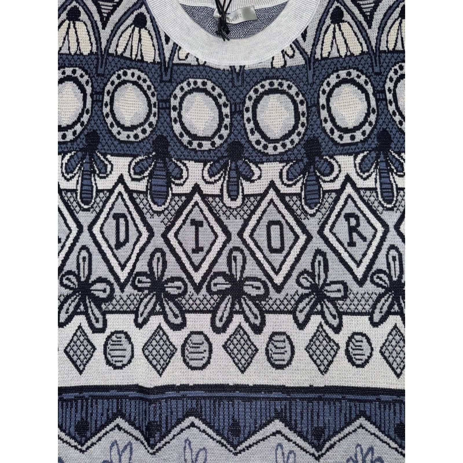 Dior Dior Shawn Stussy Floral Knit Blue Grey Black T-Shirt M Size US M / EU 48-50 / 2 - 5 Thumbnail