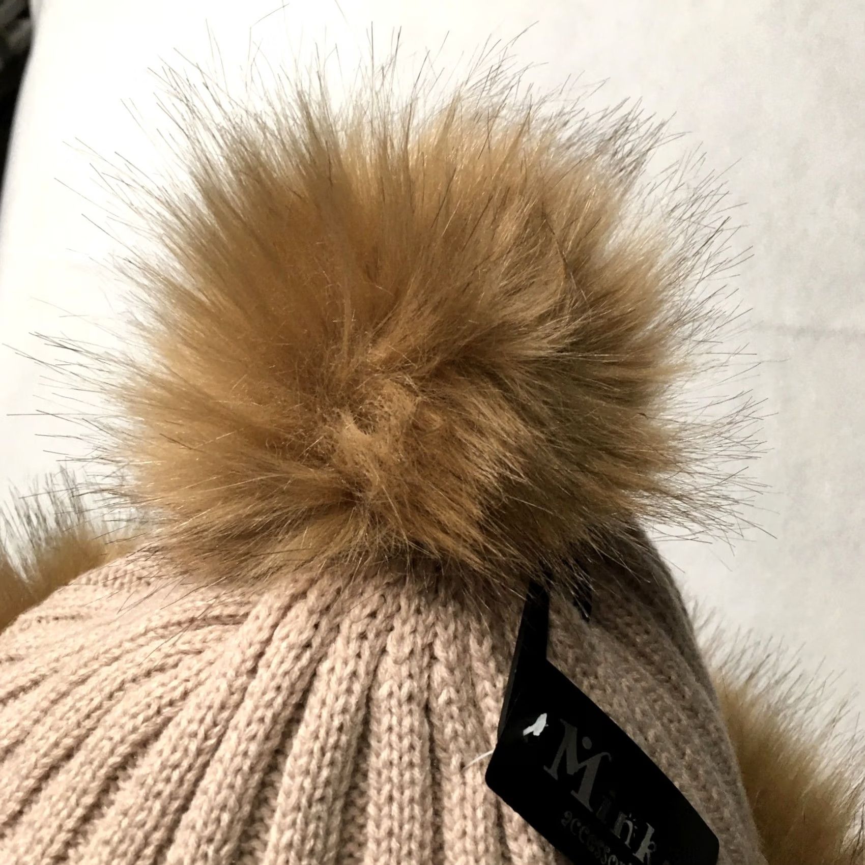 Vintage minky beige Knit Hat Beanie Faux Fur Trim Winter Warm Cute Unisex Adults One Size Casual Winter Beanie Fur Trim Hats Mens Womens Boys Girls Size ONE SIZE - 3 Thumbnail