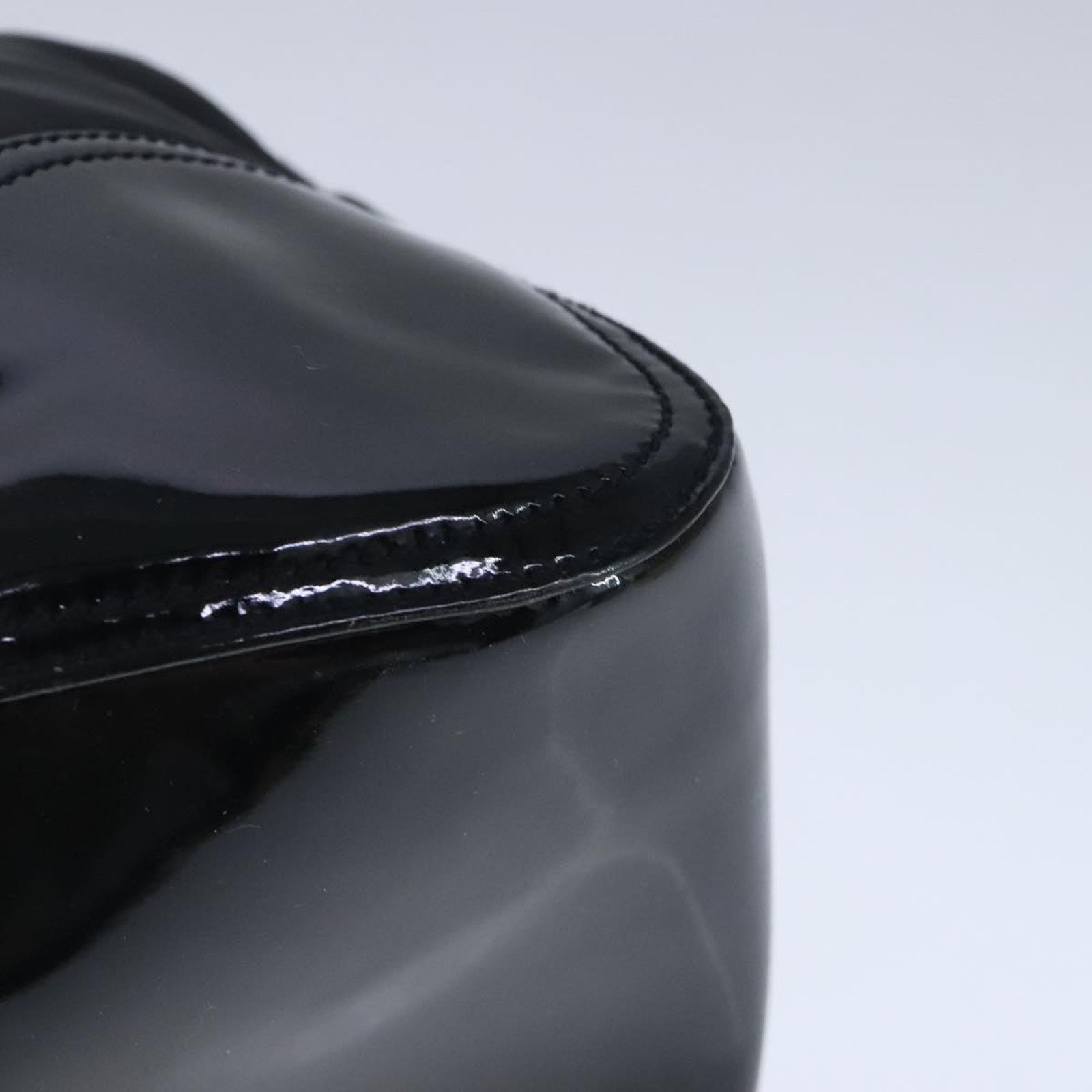 Prada Chain Tote Black Nylon Patent Leather