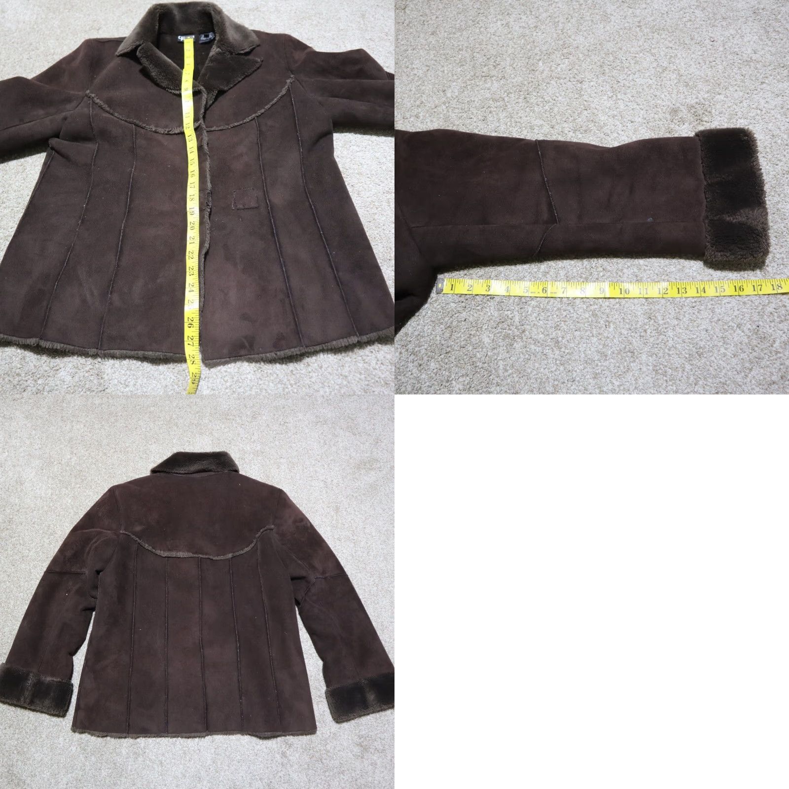 Vintage Crossing Pointe Jacket - Brown Suede-Look Button Front Collar Coat Women M Adult Medium Brown 90s Style Mens Womens Size M / US 6-8 / IT 42-44 - 8 Thumbnail