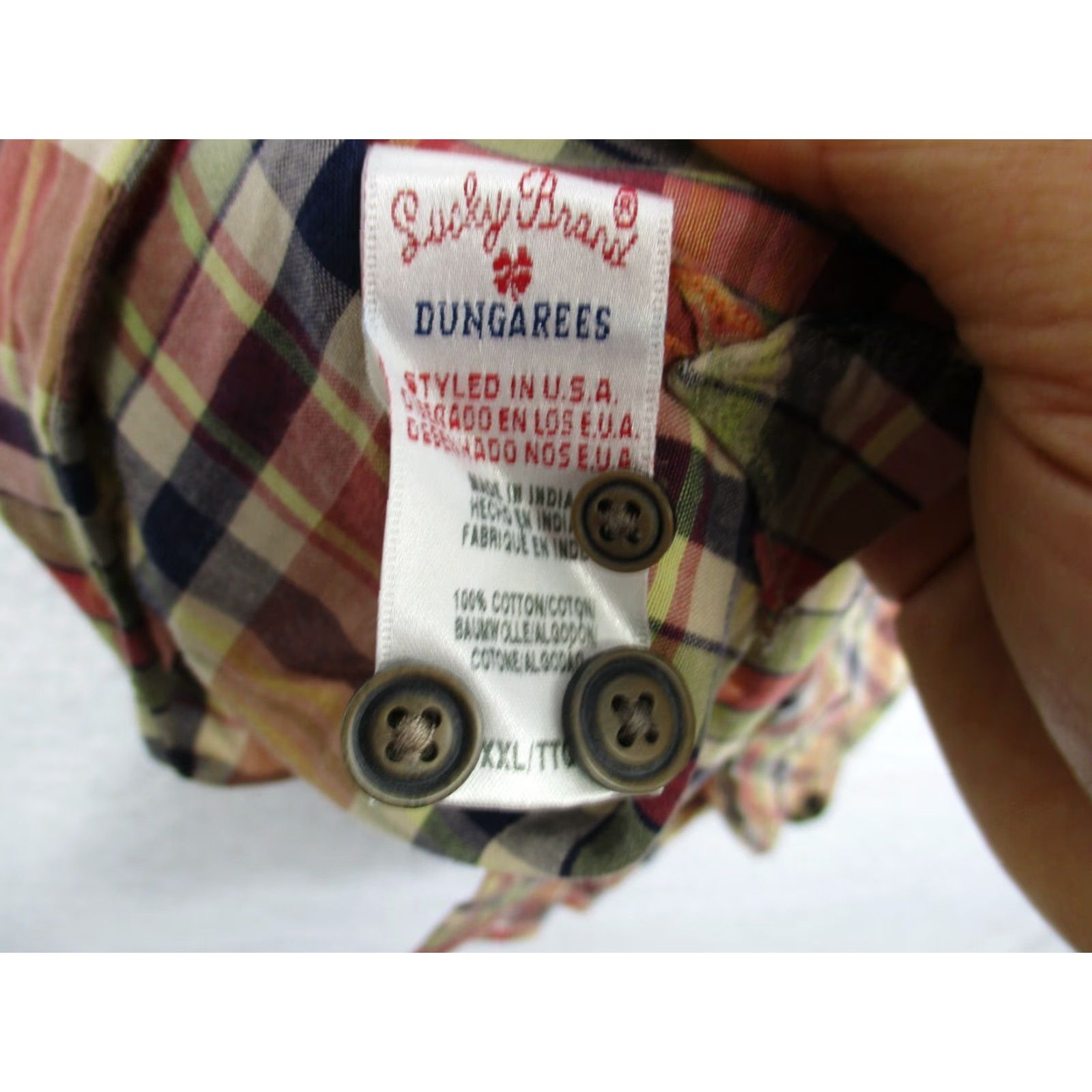 Lucky Brand VINTAGE Lucky Brand Dungarees Shirt Mens XXL Plaid Short Sleeve Button-Up Size US 39 - 7 Thumbnail