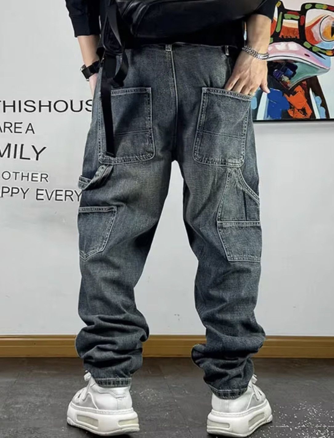 Ripped Patch Baggy Jeans