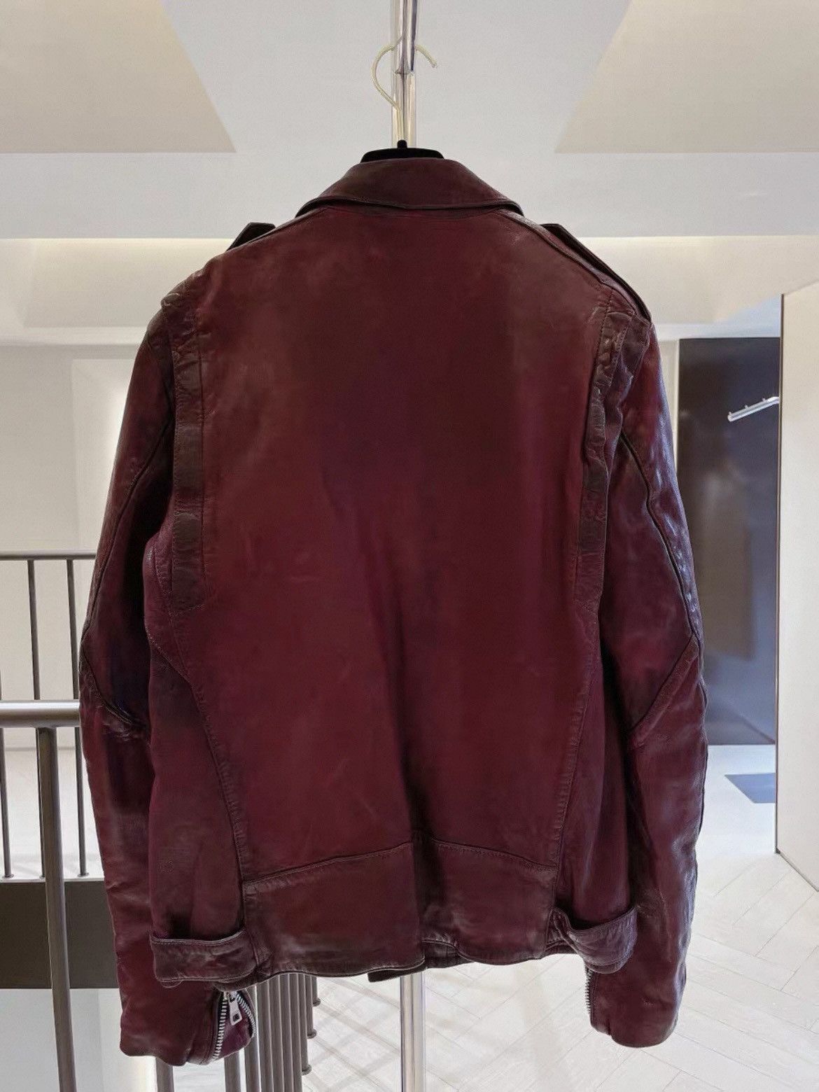 Balmain Balmain AW13 Decarnin Oxblood Biker Leather Jacket – Size 52 Size US L / EU 52-54 / 3 - 2 Thumbnail