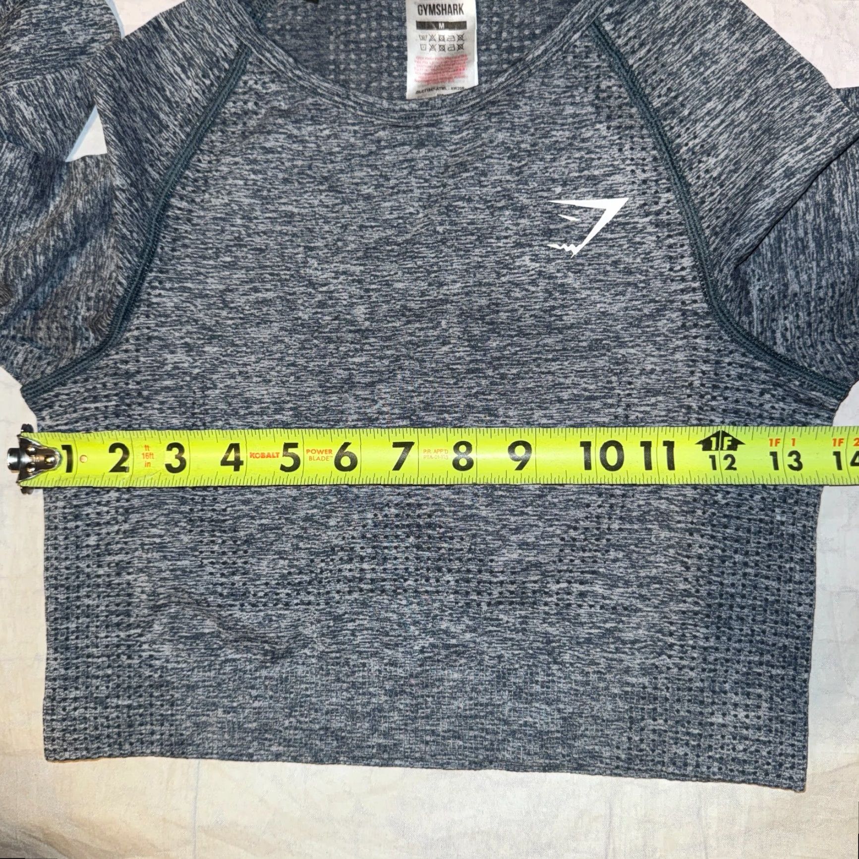 Gymshark GYMSHARK Vital Seamless Long Sleeve Cropped Top M in Steel Blue Marl - Gymshark Sports Crew Neck Pullover T-Shirt Women CrossFit Activewear Sh mm Size M / US 6-8 / IT 42-44 - 6 Thumbnail