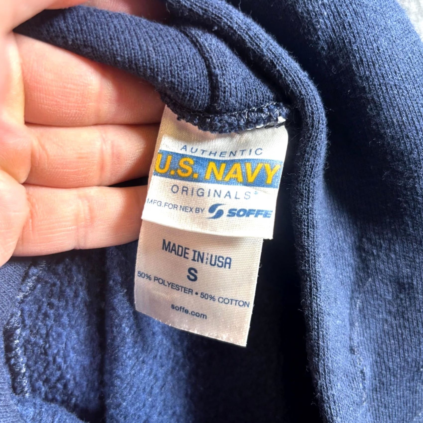 Soffe Soffe Hoodie Mens S Blue Polyester Fleece-Lined US Navy Pullover Hooded Performance USA Vintage Size US S / EU 44-46 / 1 - 7 Thumbnail