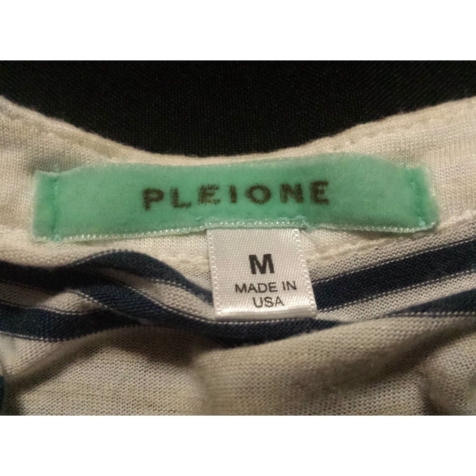Vintage Pleione Shirt Blouse M Blue Striped V-Neck 3/4 Sleeve Polyester Rayon Womens Size M / US 6-8 / IT 42-44 - 5 Thumbnail