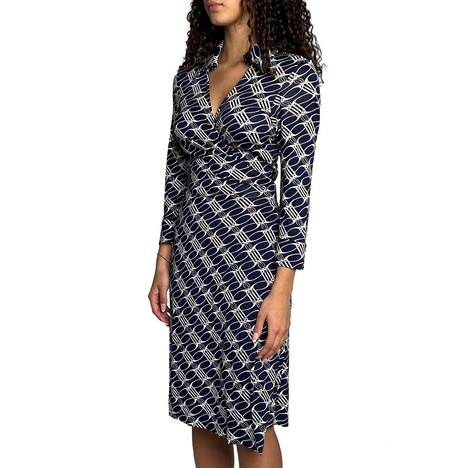Diane von Furstenberg Blue & White Wrap Dress Size XS / US 0-2 / IT 36-38 - 4 Thumbnail