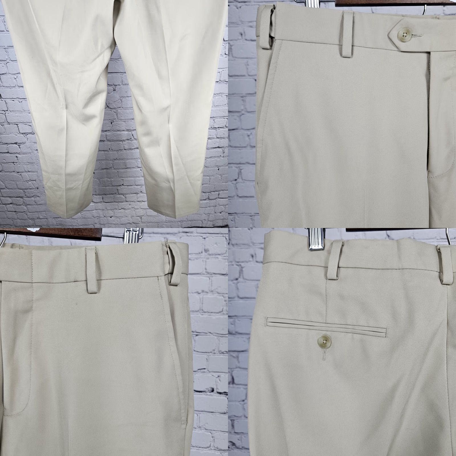 Jos. A. Bank Jos A Bank Beige Traveler Tailored Fit Flat Front Straight Leg Dress Pants 32x30 Size US 32 / EU 48 - 8 Thumbnail