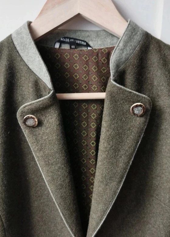 Vintage Vintage short wool green jacket floral lining Size L / US 10 / IT 46 - 2 Thumbnail