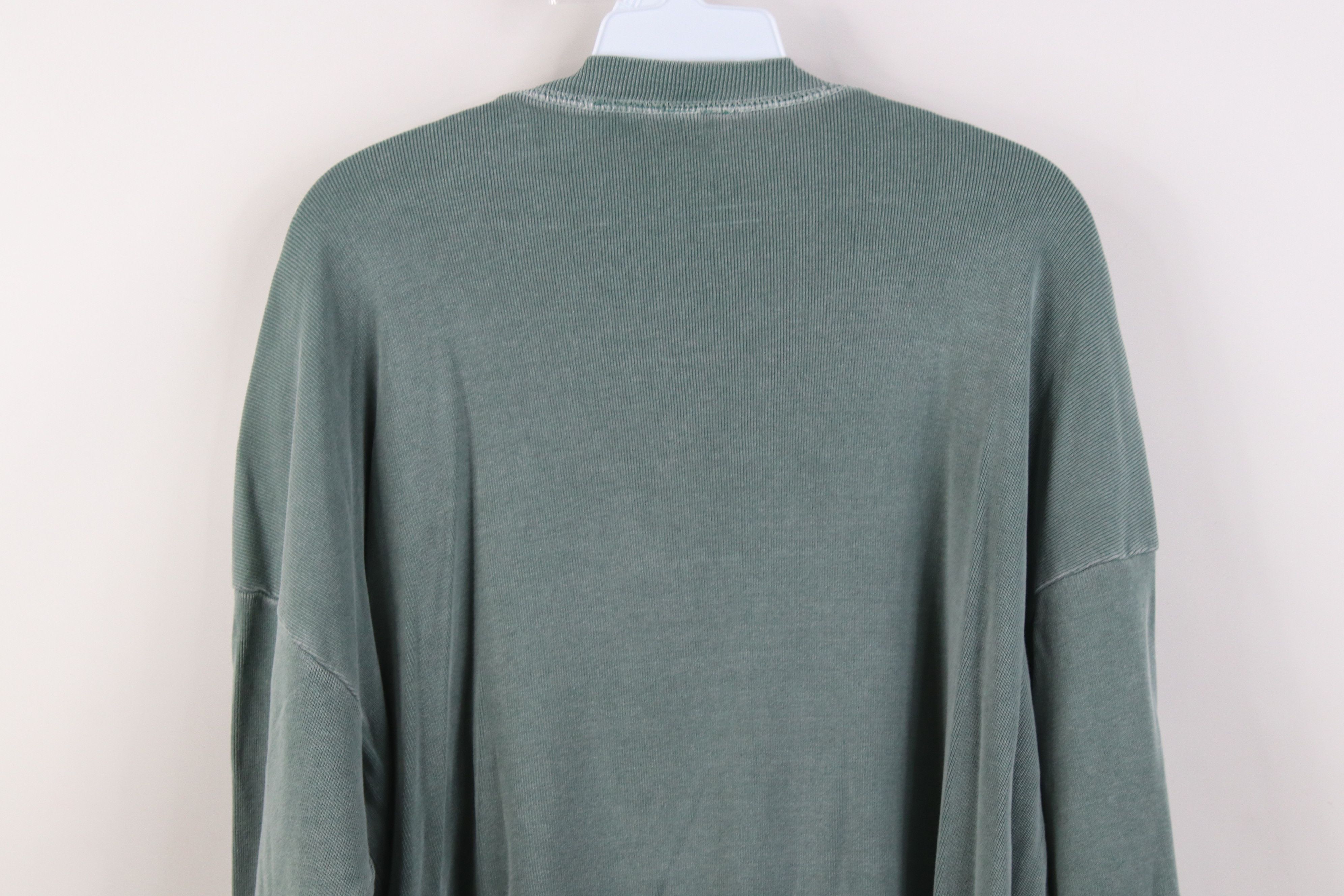Vintage Vintage 90s Ribbed Knit Long Sleeve Henley T-Shirt Green Size US XL / EU 56 / 4 - 15 Thumbnail