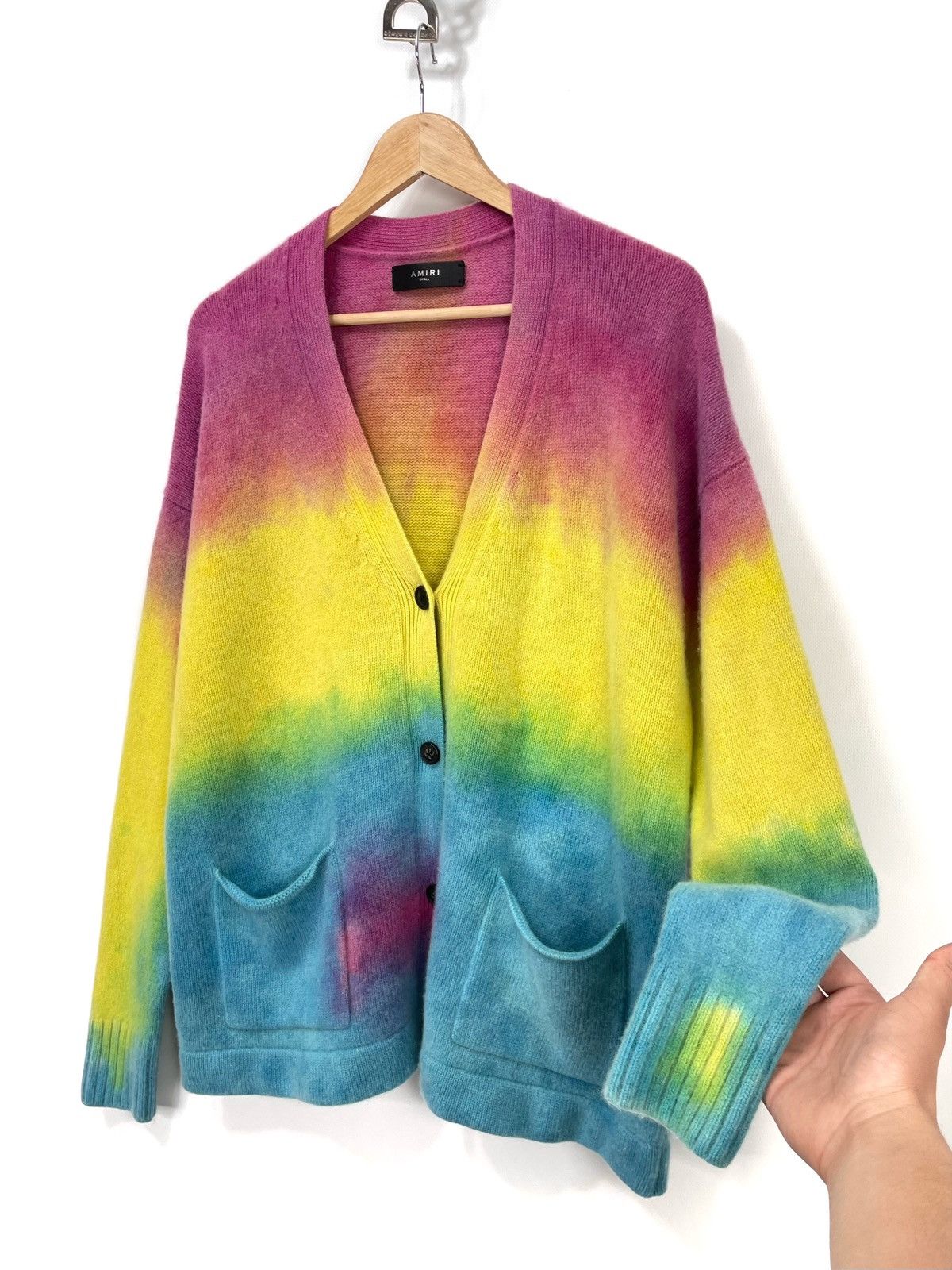 Amiri AMIRI Oversized Tie-Dye / Rainbow Cashmere Cardigan - Size S Size S / US 4 / IT 40 - 7 Thumbnail