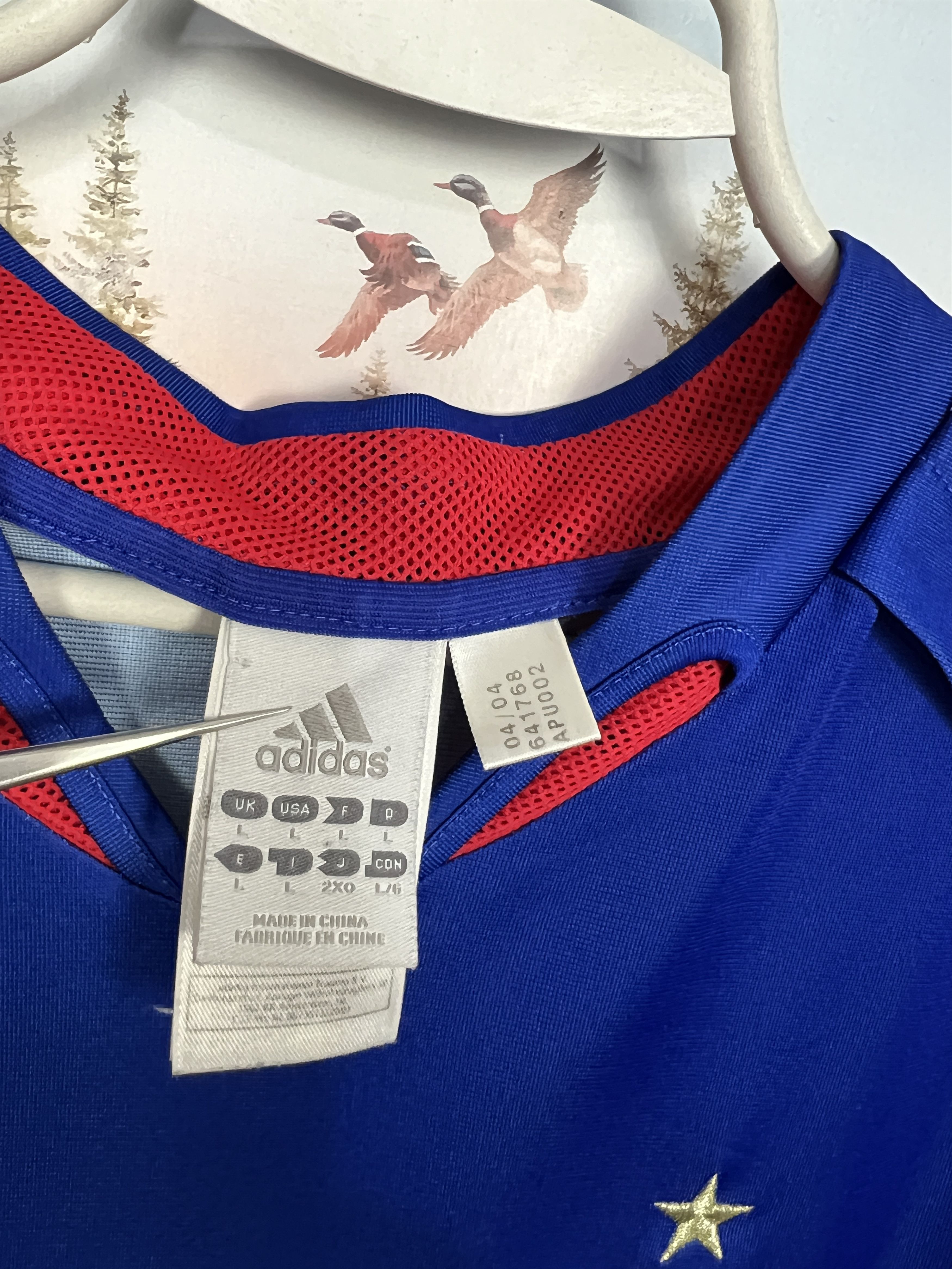 Adidas France football shirt 2004 Soccer #10 Zidane Jersey Trikot Size US L / EU 52-54 / 3 - 8 Thumbnail