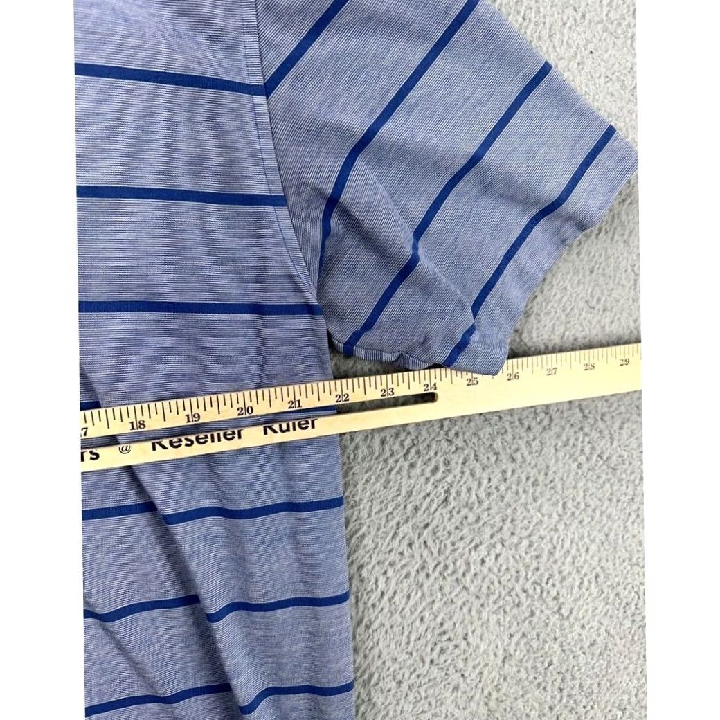 Vintage Linksoul Polo Shirt Mens XL Blue Wide Pinstripe Luxury Cotton Rugby Walking Collared Tempus Fugit Size US XL / EU 56 / 4 - 7 Thumbnail