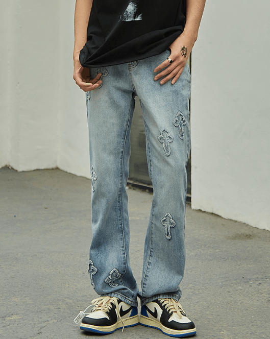 Japanese Brand Street cross trend retro straight washed jeans y2k Size US 32 / EU 48 - 1 Thumbnail