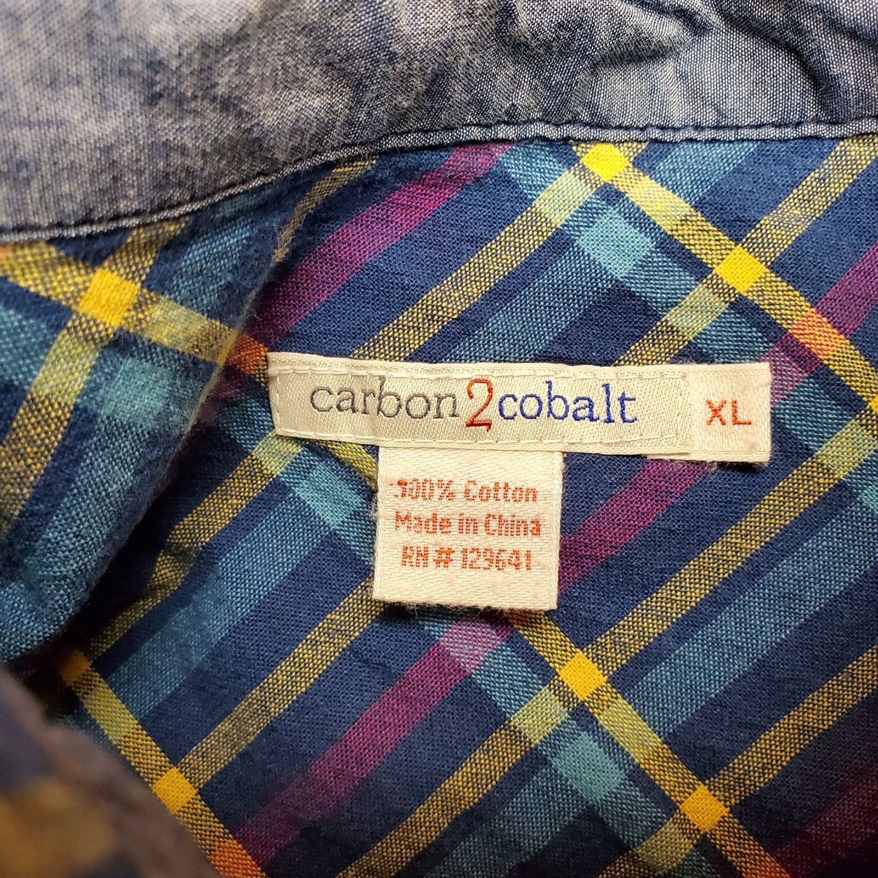 Carbon2Cobalt VINTAGE Carbon 2 Cobalt Shirt Mens XL Blue Plaid 100% Cotton Twill Button Up Long Sleeve Casual Mens Size US XL / EU 56 / 4 - 4 Thumbnail