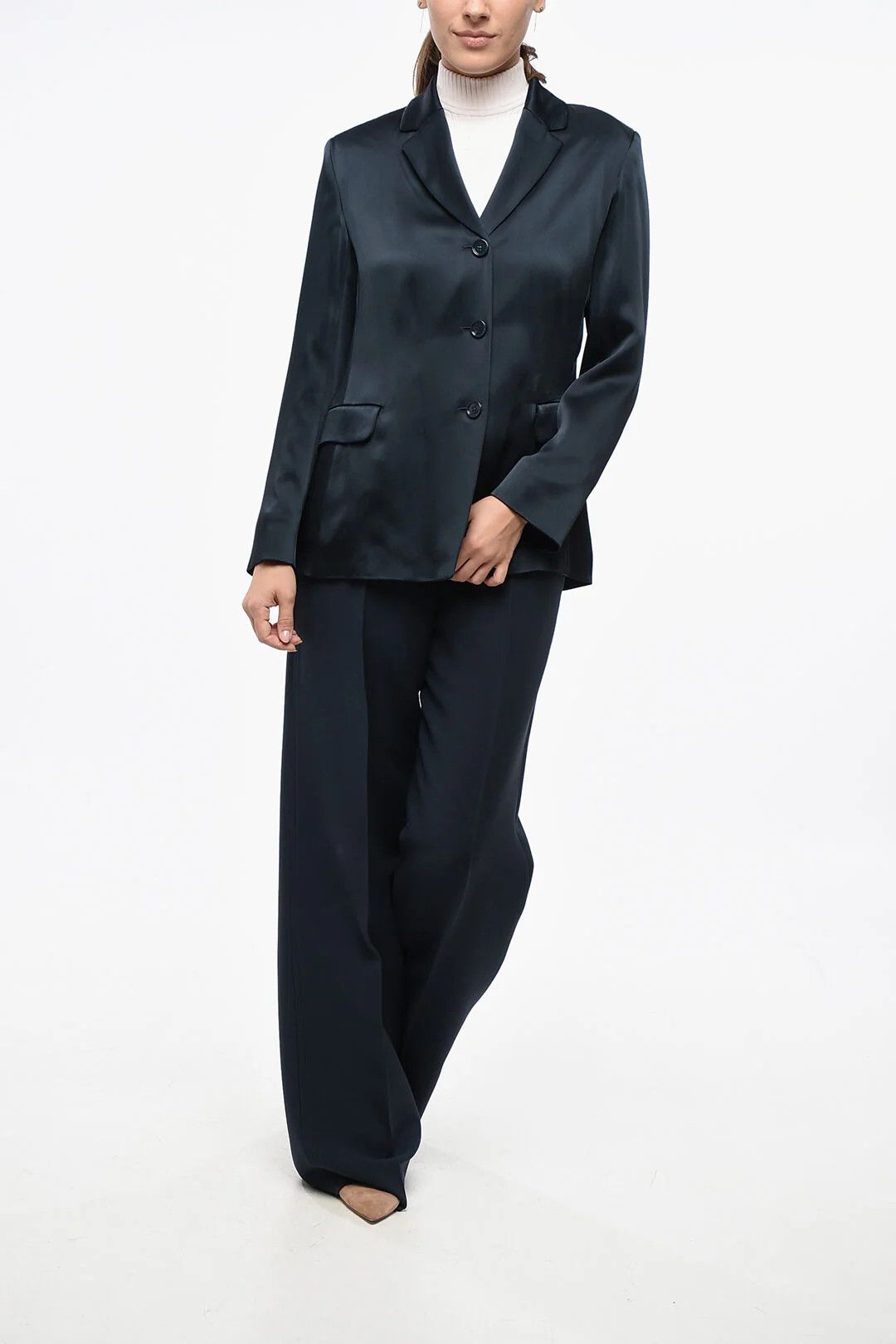 Max Mara og1mm0426 S Slim-Fit Satin Blazer in Blue Size S / US 4 / IT 40 - 4 Thumbnail