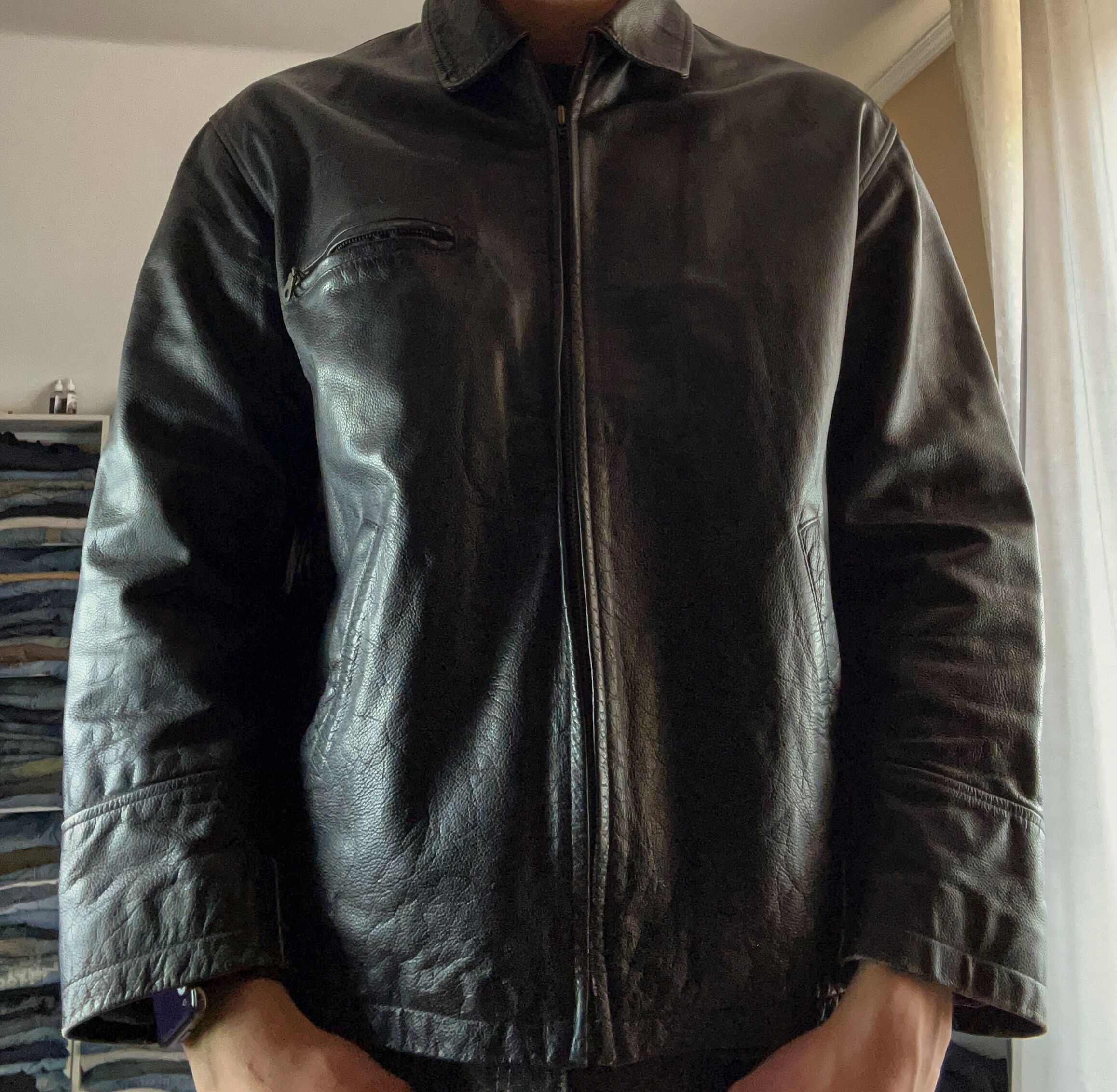 Japanese Brand VTG Yohji Yamamoto Kanye West Ye Style Washed Leather Jacket Size US L / EU 52-54 / 3 - 10 Thumbnail