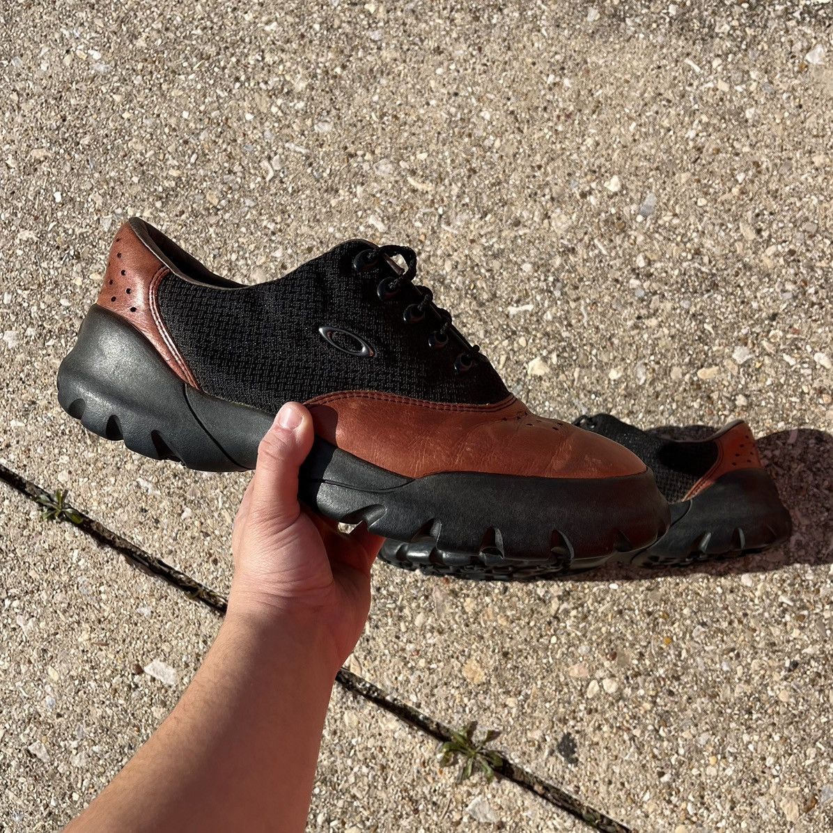Oakley × Vintage 90s Rare Oakley Leather Derby Shoes Size US 12.5 / EU 45-46 - 2 Thumbnail