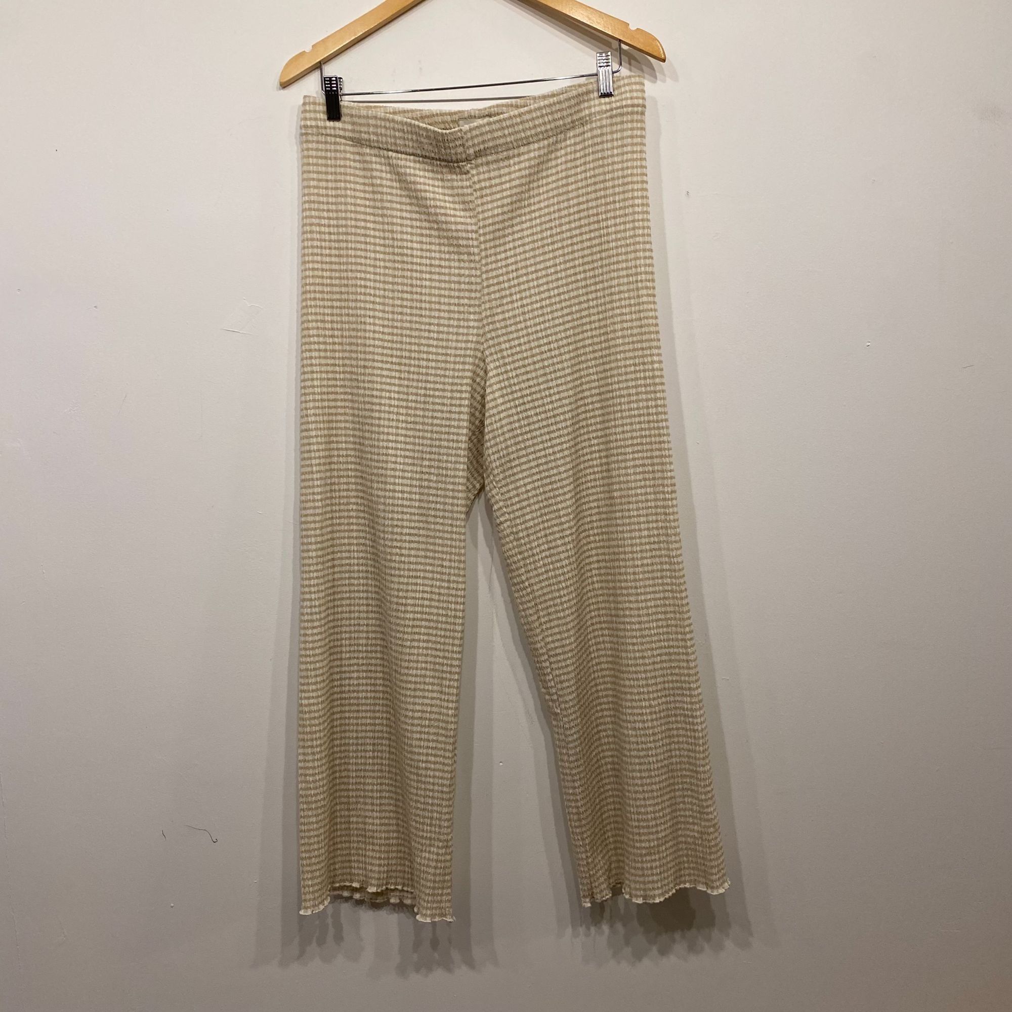 Aritzia Aritzia Wilfred Verona Seersucker Cream Checkered Wide Leg P Size 31" - 1 Thumbnail