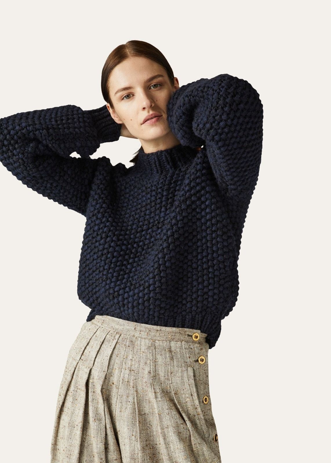 Loro Piana o1srvl11e0824 Chimbote Mock-Neck Sweater in Navy Blue Size M / US 6-8 / IT 42-44 - 8 Thumbnail