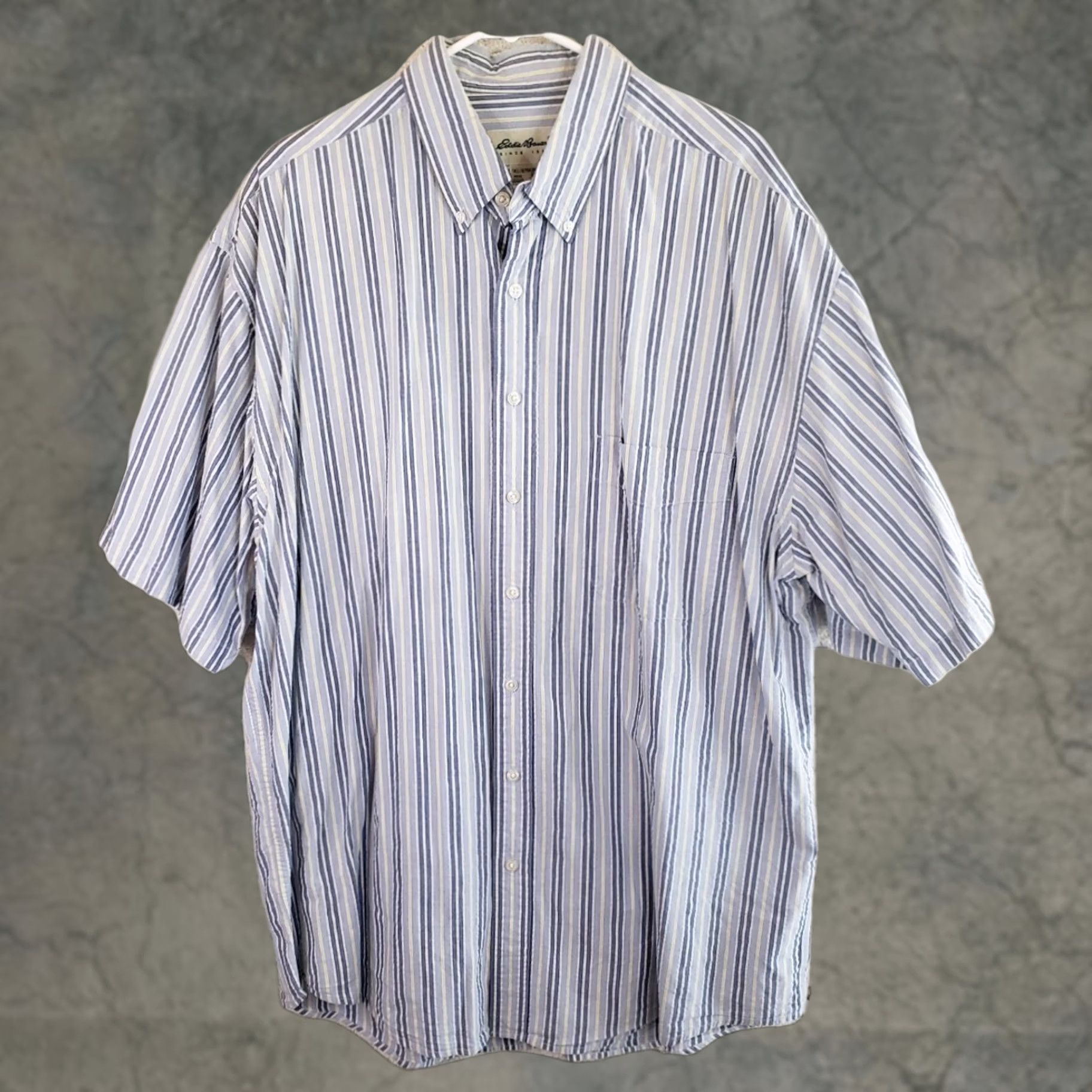 Eddie Bauer Eddie Bauer Shirt Mens XLT Blue Button Up Seersucker Short Sleeve Striped Casual Size US XL / EU 56 / 4 - 1 Thumbnail