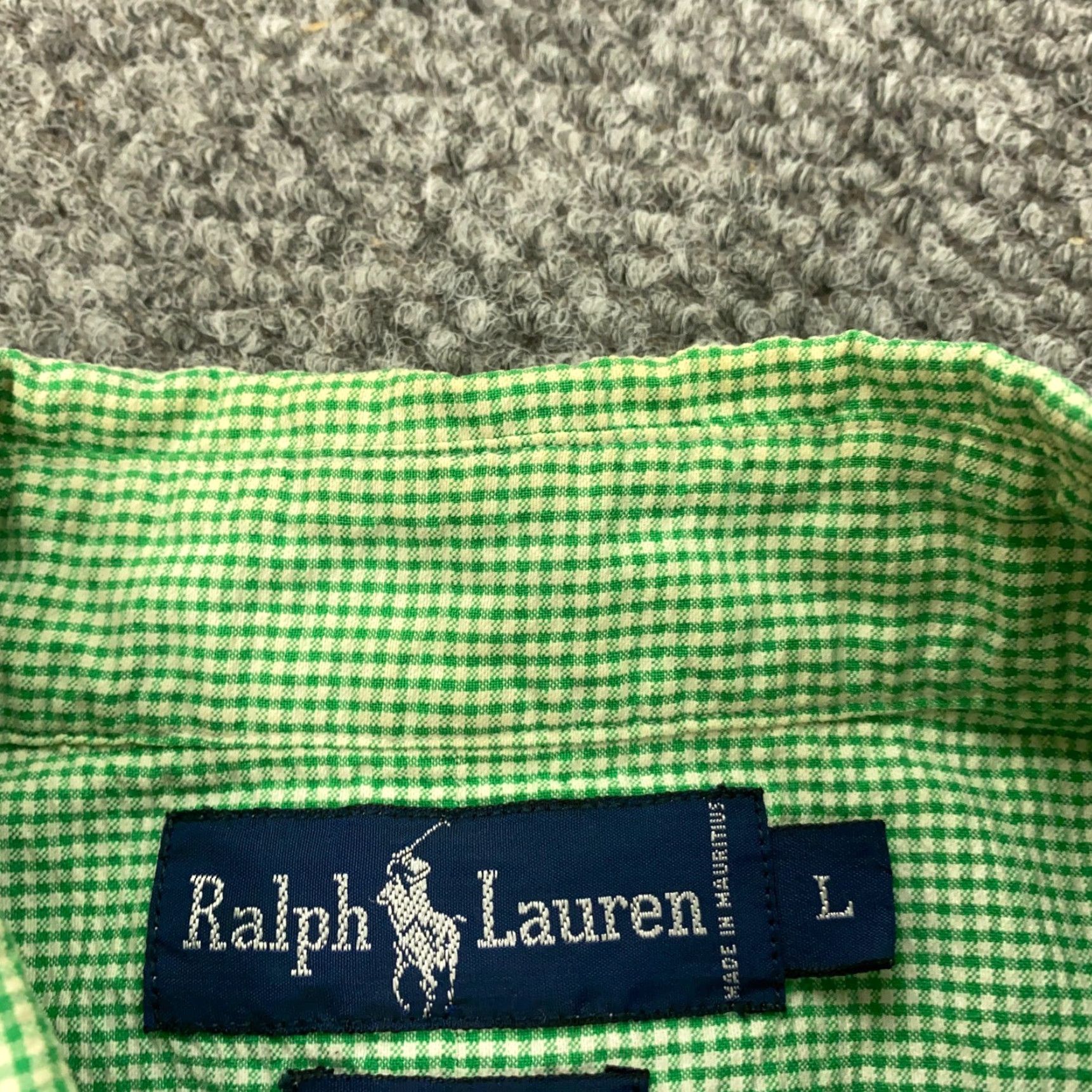 Ralph Lauren VINTAGE Ralph Lauren Shirt Mens Large Green Check Gingham Polo Pony Retro 90s, Button-Up, Short Sleeve, Cotton, Casual Wear, Preppy Mens L Size US L / EU 52-54 / 3 - 6 Thumbnail
